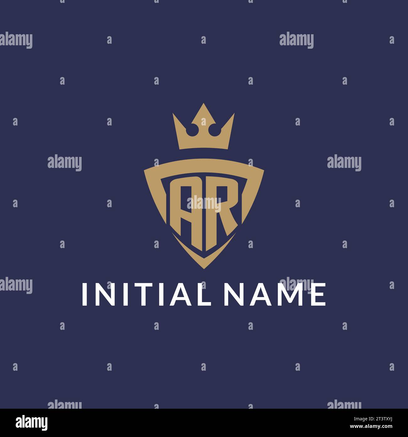 AR logo with shield and crown, monogram initial logo style vector file Stock Vector