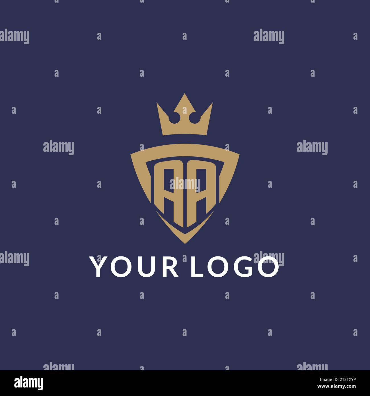 AA logo with shield and crown, monogram initial logo style vector file Stock Vector