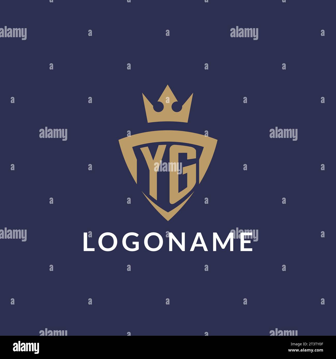 YG logo with shield and crown, monogram initial logo style vector file Stock Vector