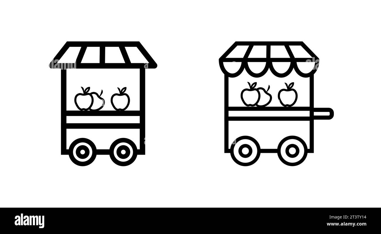 Fruit stand Icon. Lineal Style Fruit stand Outline Icon Vector ...