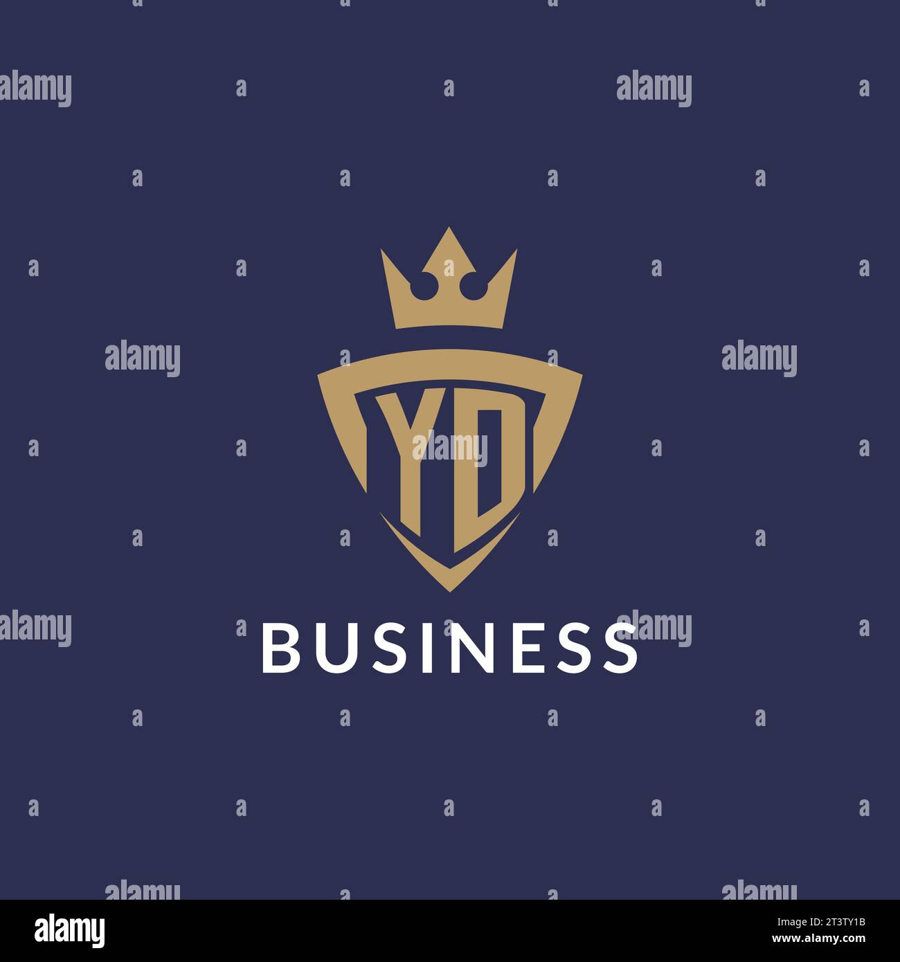 YD logo with shield and crown, monogram initial logo style vector file Stock Vector