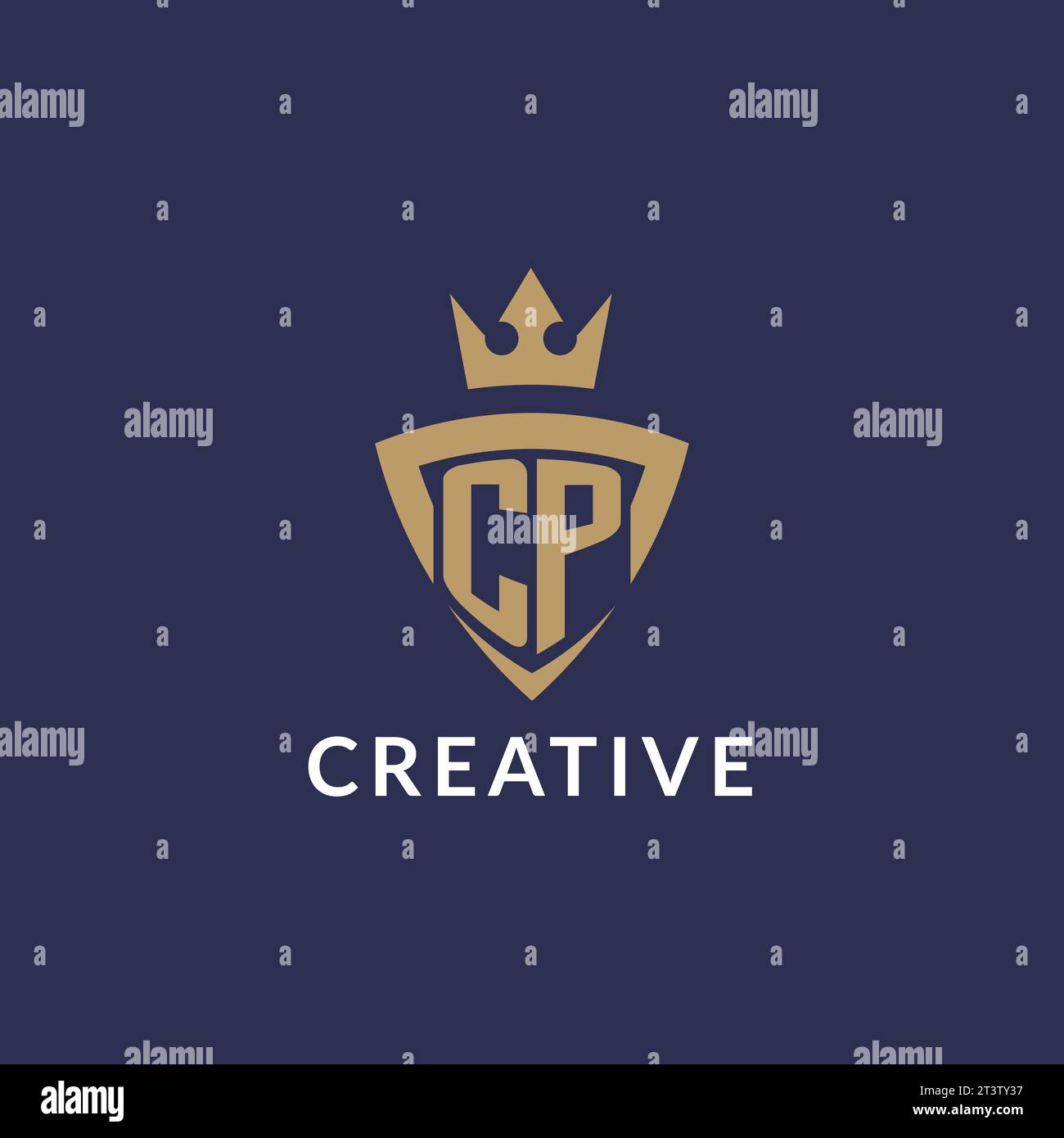 CP logo with shield and crown, monogram initial logo style vector file Stock Vector