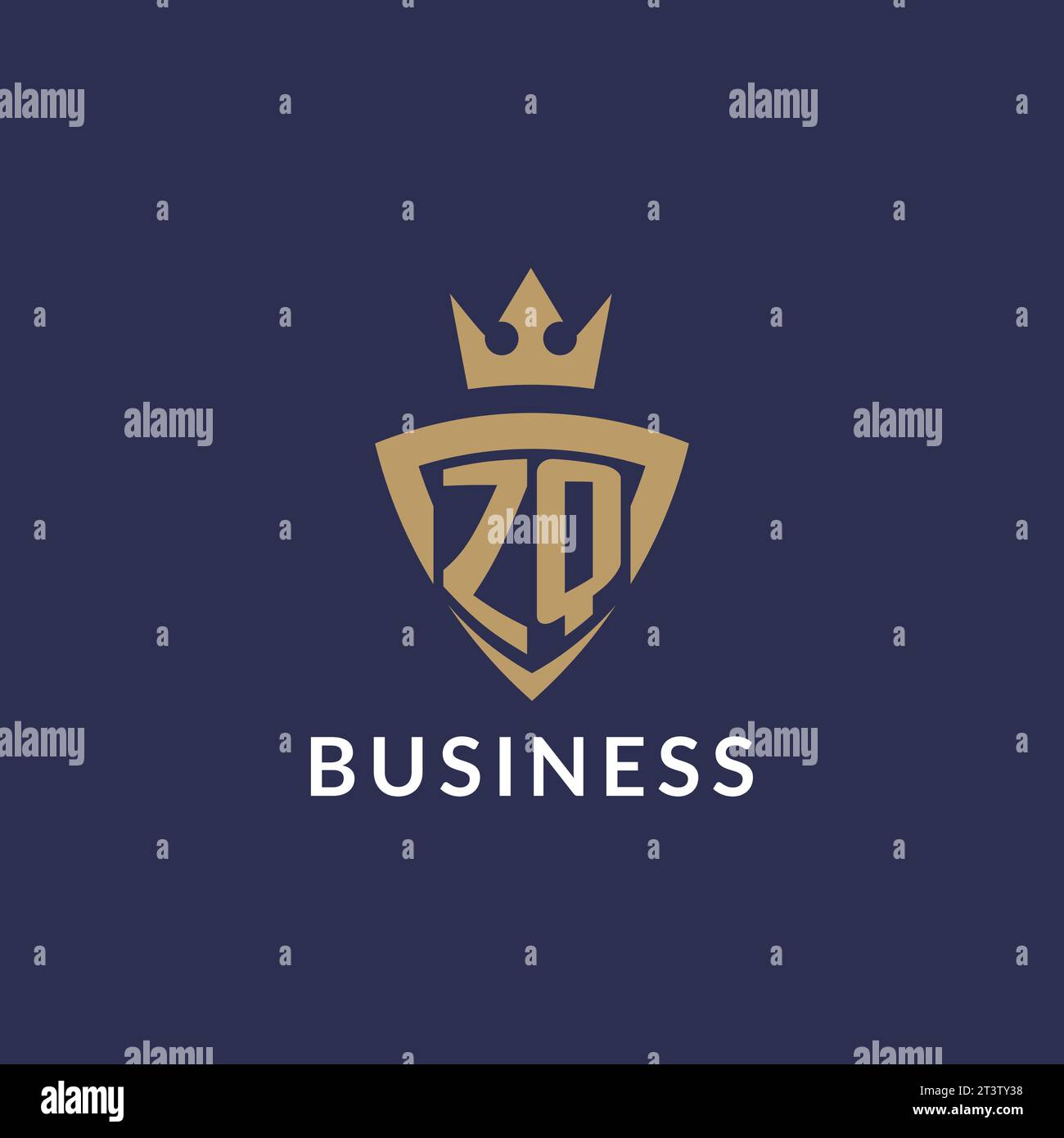 ZQ logo with shield and crown, monogram initial logo style vector file Stock Vector