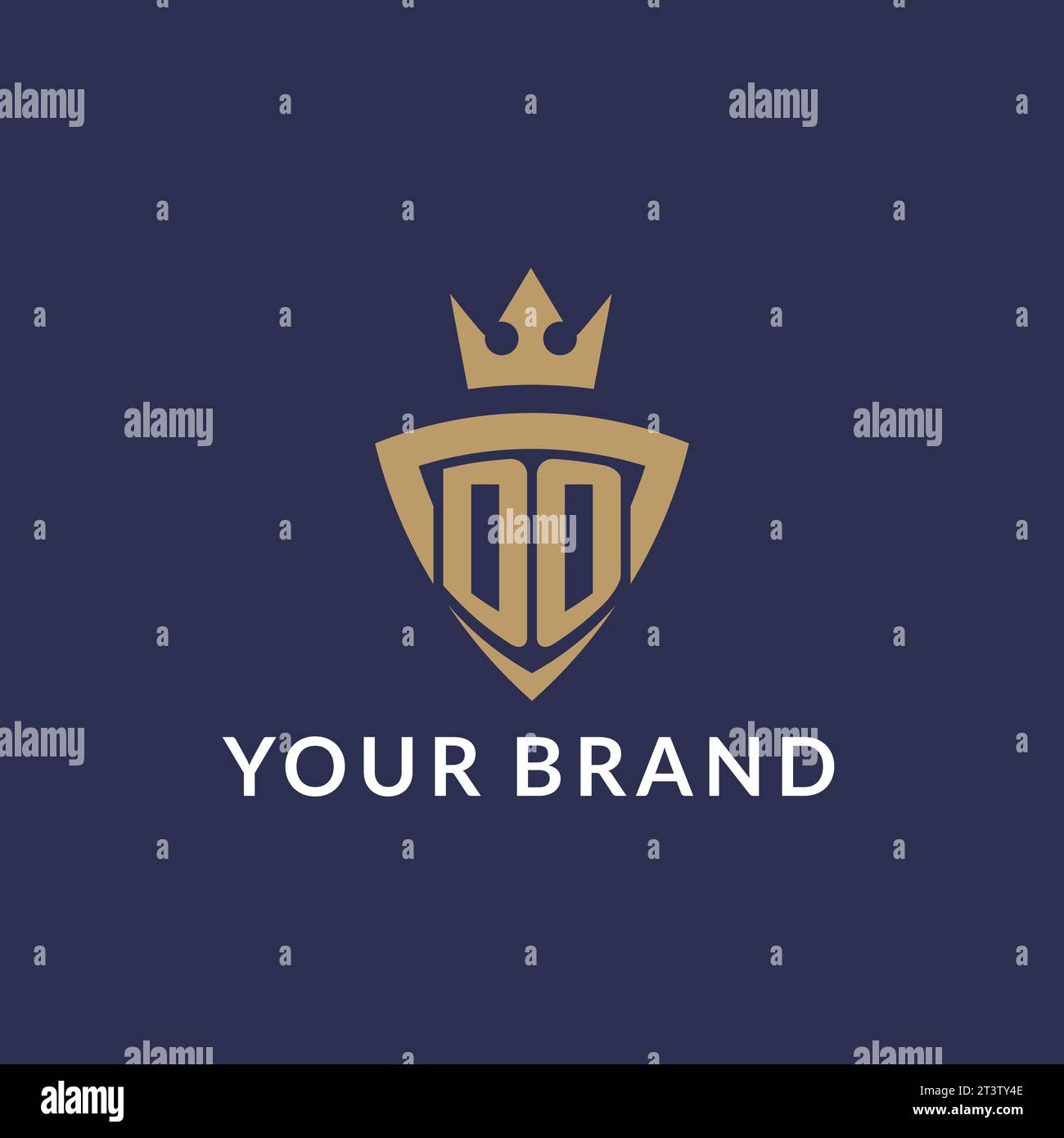 DO logo with shield and crown, monogram initial logo style vector file Stock Vector
