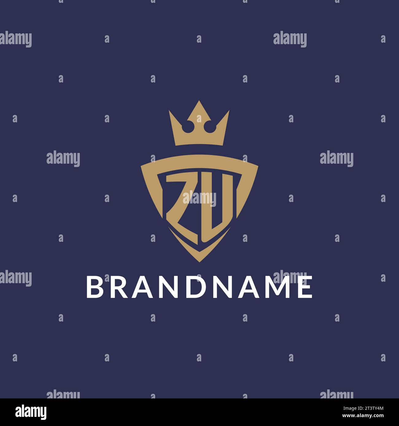 ZU logo with shield and crown, monogram initial logo style vector file Stock Vector