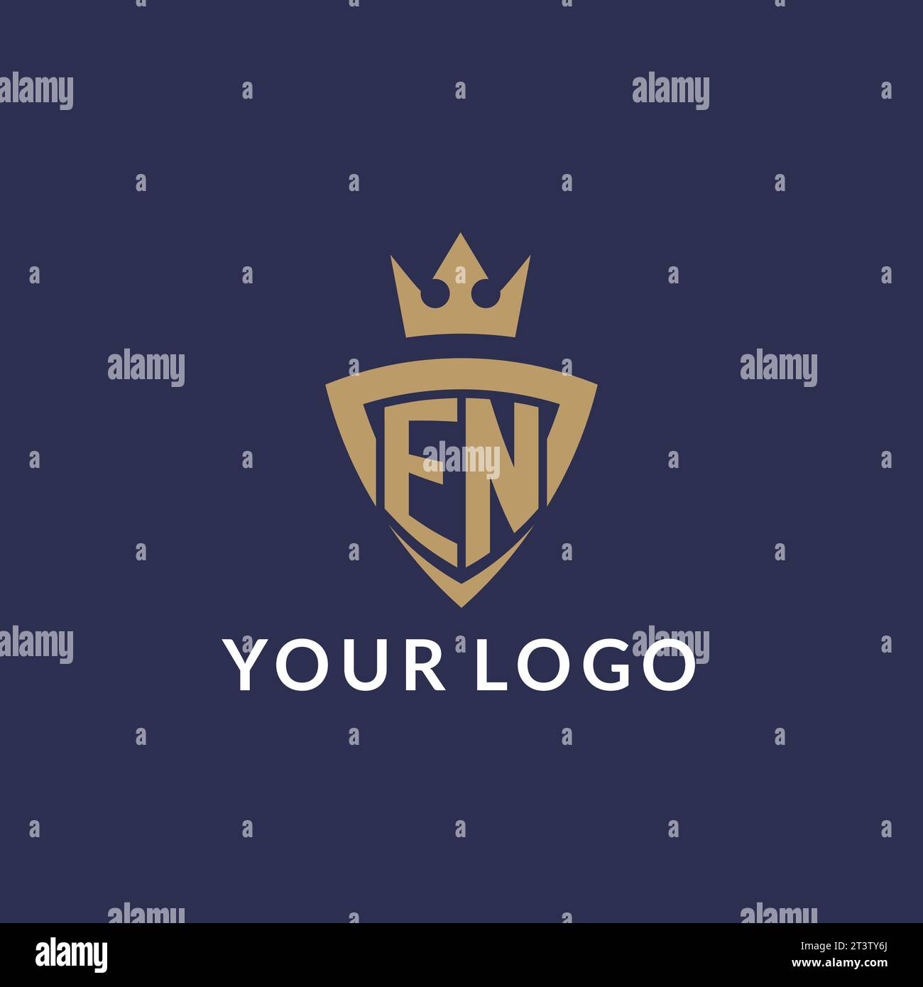 EN logo with shield and crown, monogram initial logo style vector file Stock Vector