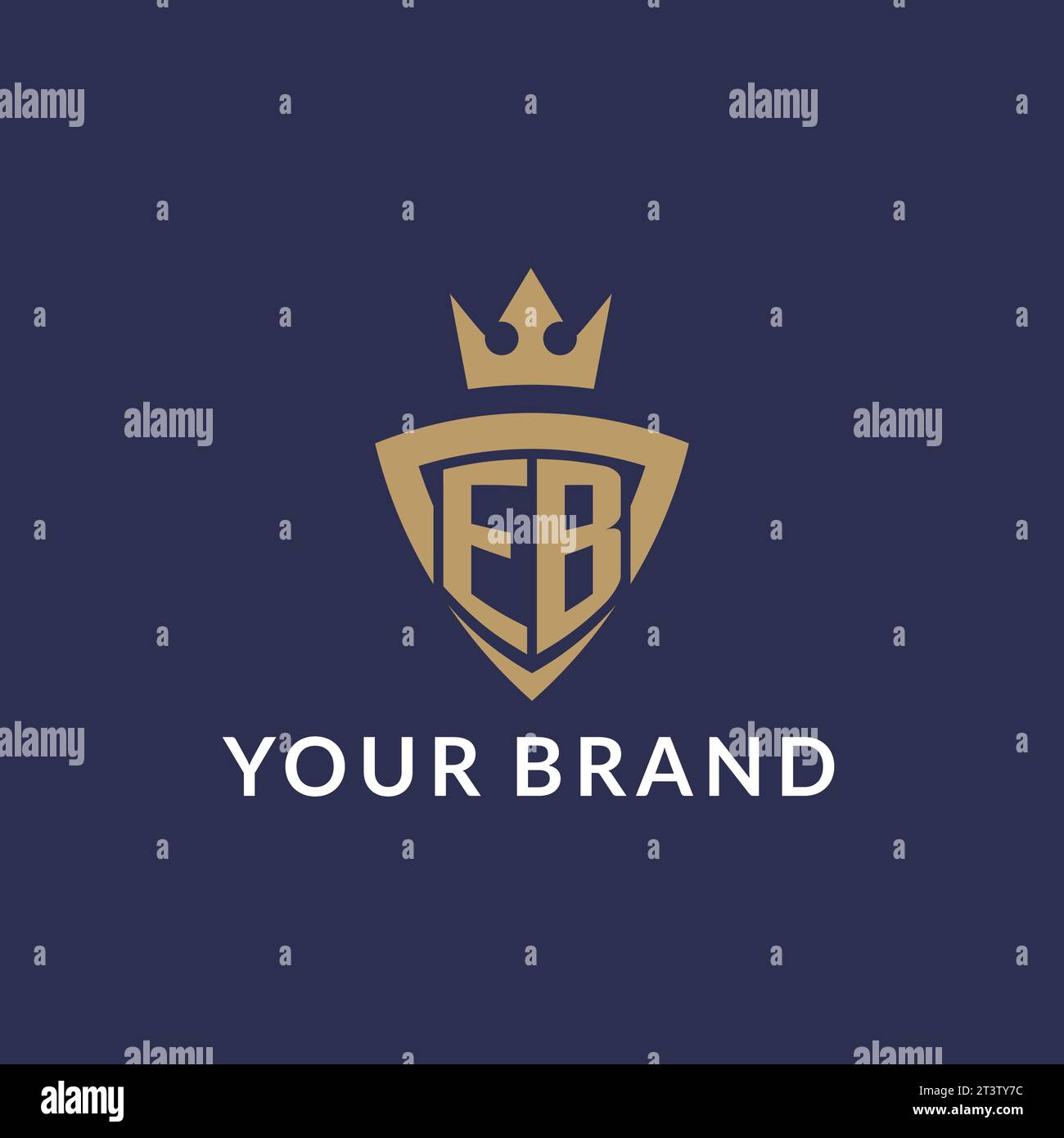 EB logo with shield and crown, monogram initial logo style vector file Stock Vector
