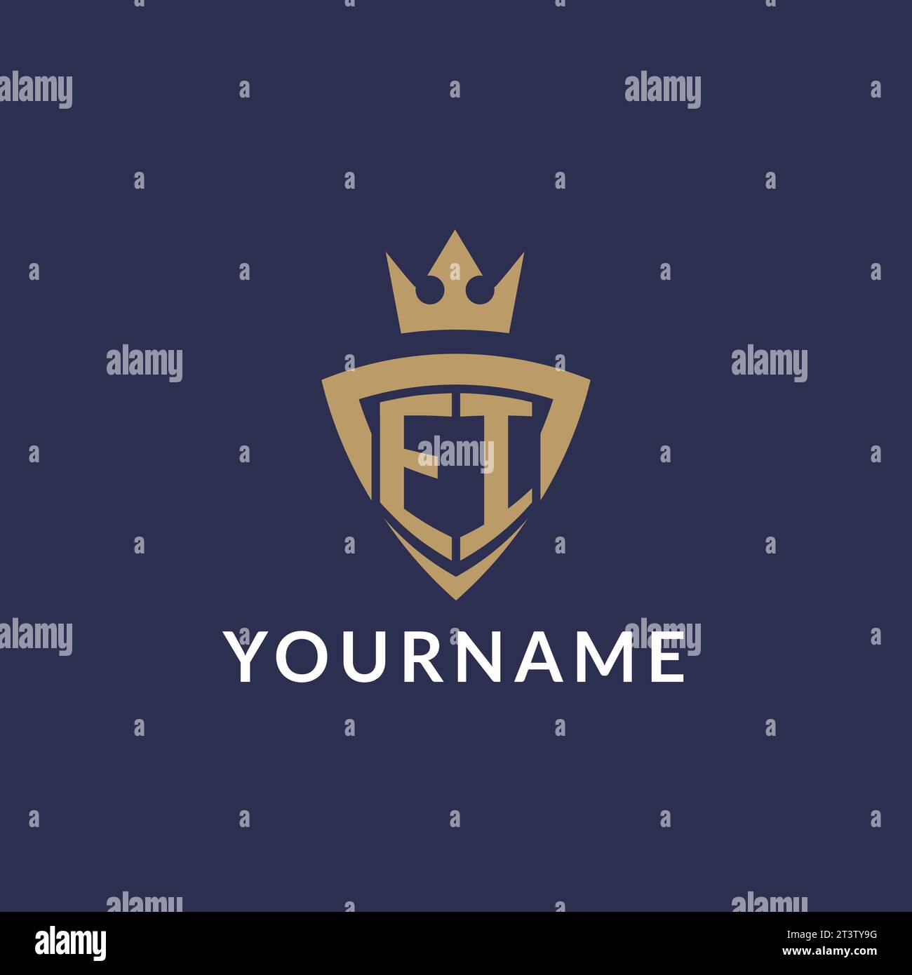 EI logo with shield and crown, monogram initial logo style vector file Stock Vector