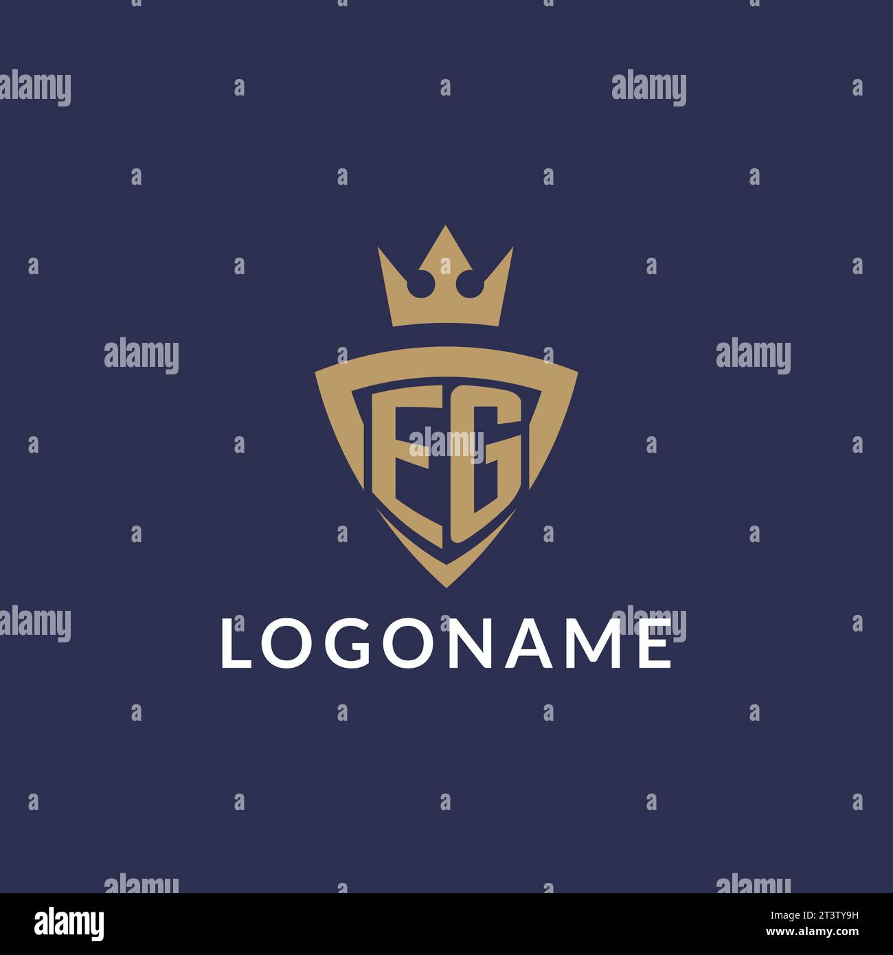 EG logo with shield and crown, monogram initial logo style vector file Stock Vector