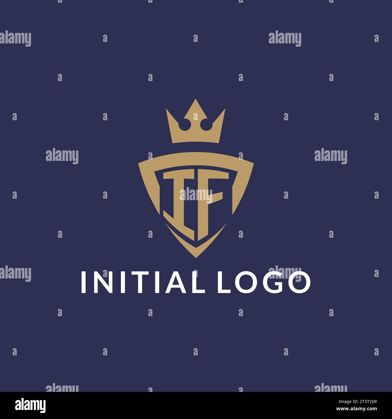 IF logo with shield and crown, monogram initial logo style vector file Stock Vector
