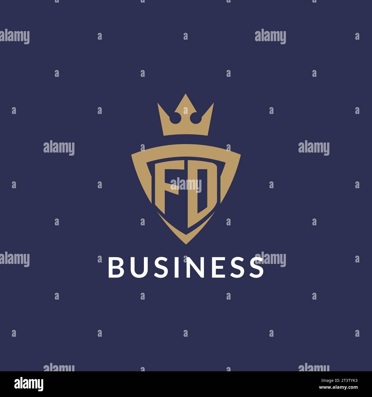 FD logo with shield and crown, monogram initial logo style vector file Stock Vector