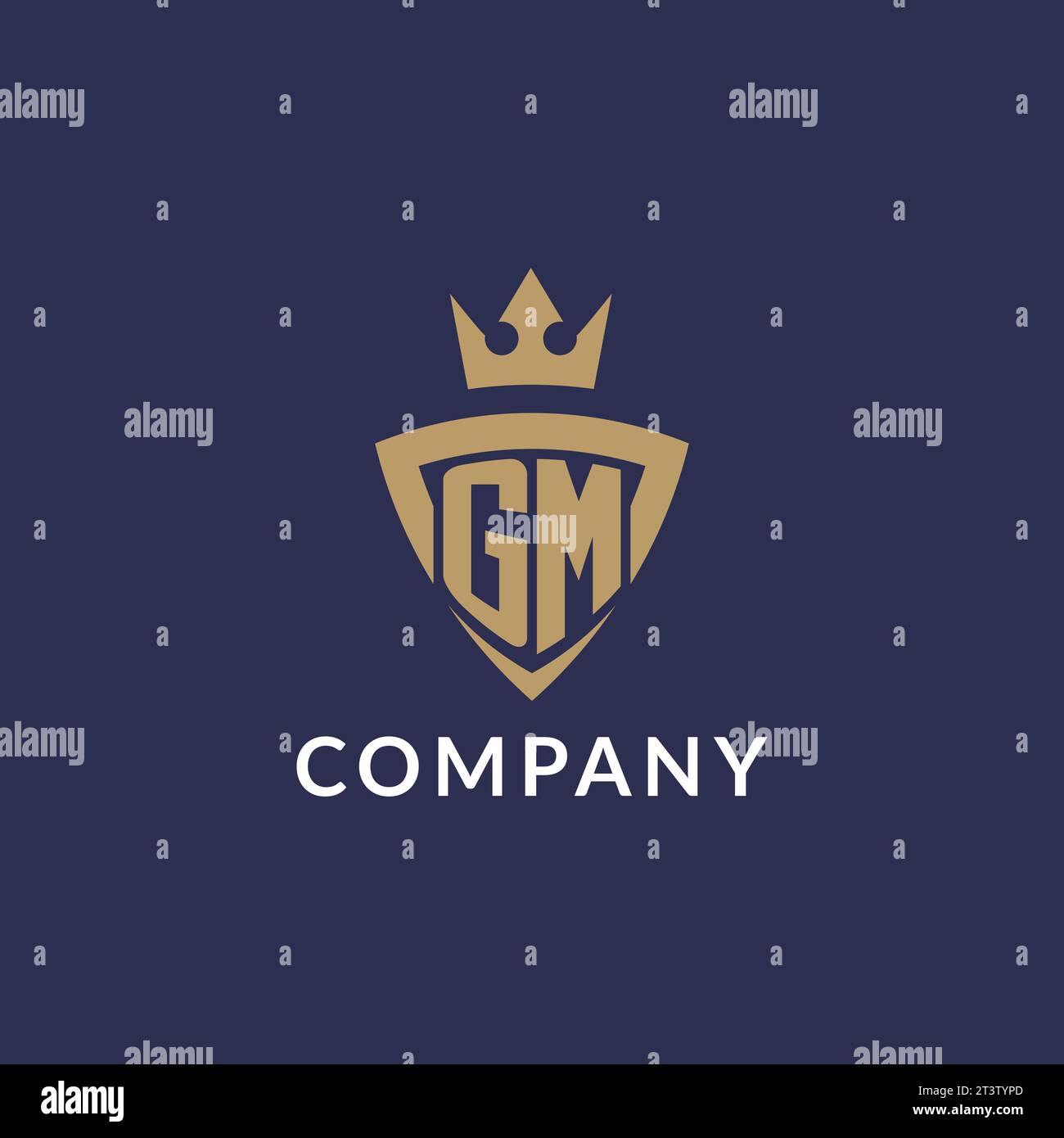 Gm logo monogram isolated with shield and crown Vector Image