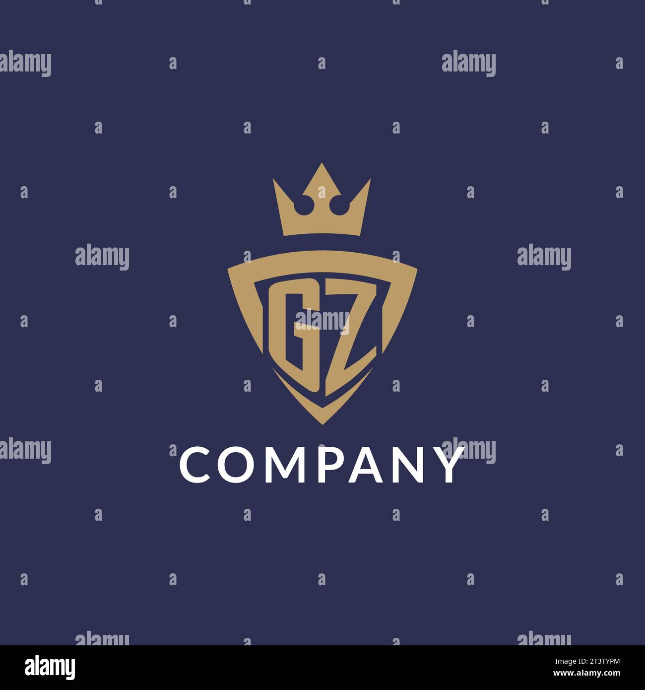 GZ logo with shield and crown, monogram initial logo style vector file Stock Vector