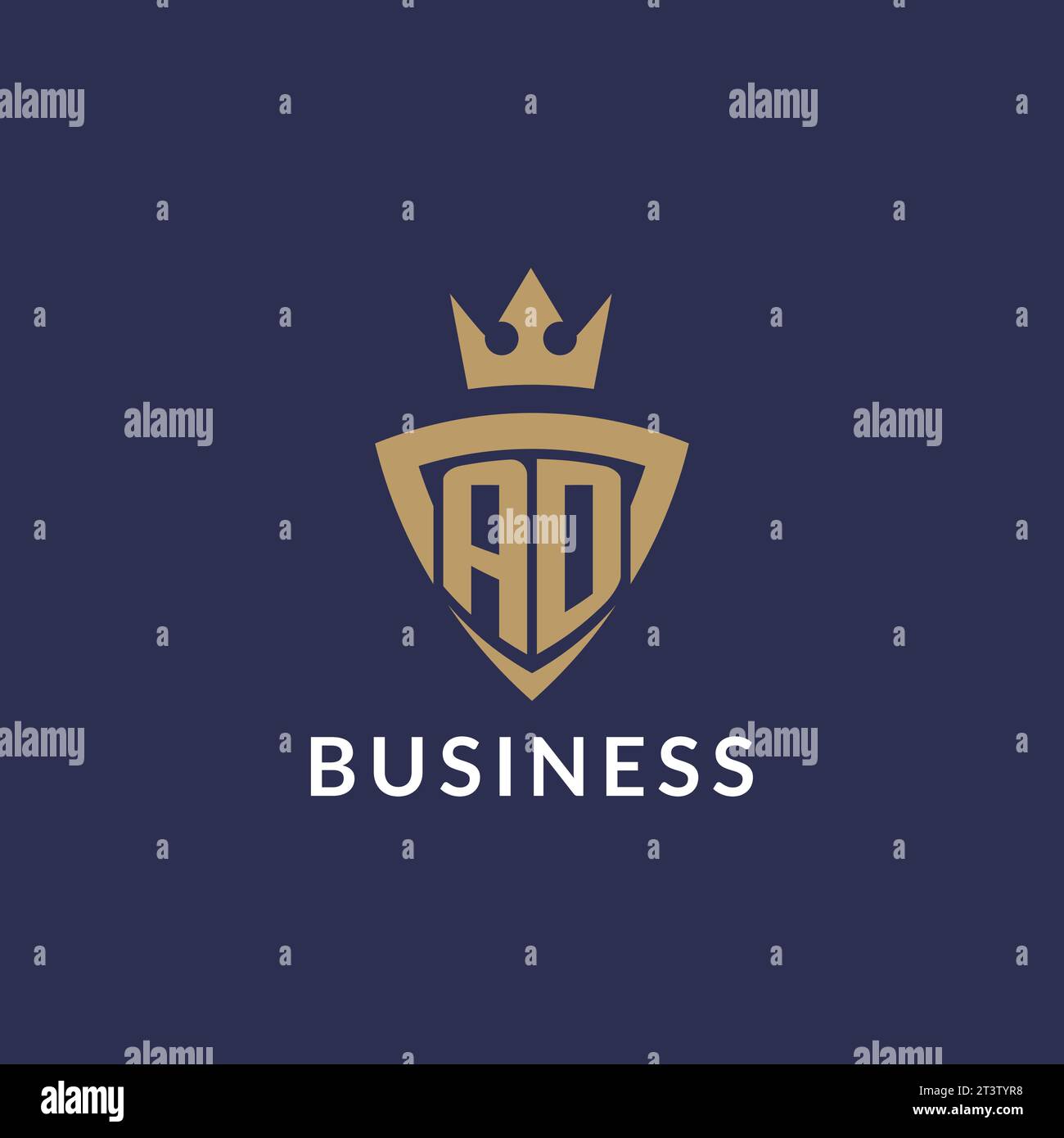 AD logo with shield and crown, monogram initial logo style vector file Stock Vector