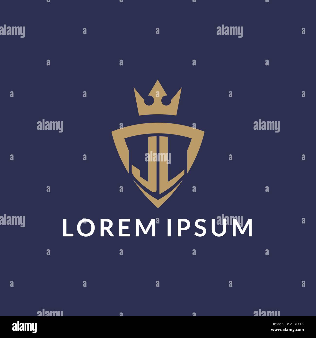 JL logo with shield and crown, monogram initial logo style vector file Stock Vector