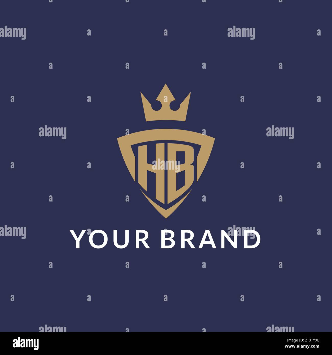 HB logo with shield and crown, monogram initial logo style vector file Stock Vector