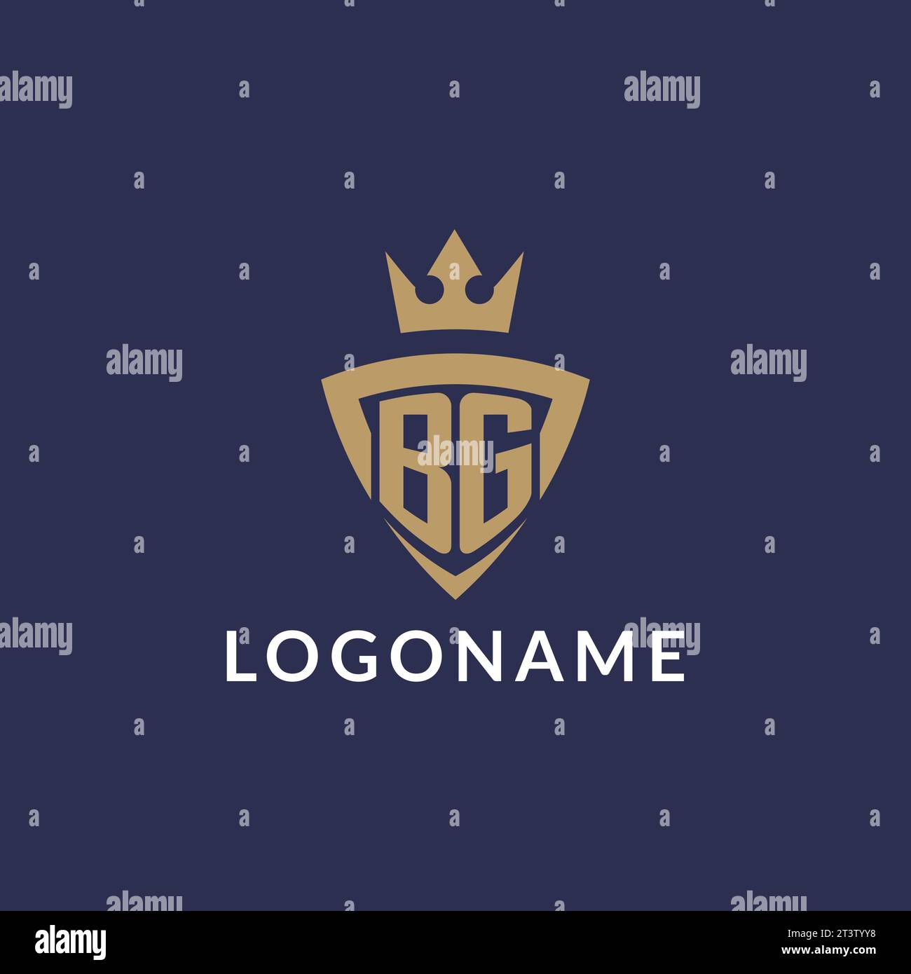 BG logo with shield and crown, monogram initial logo style vector file Stock Vector