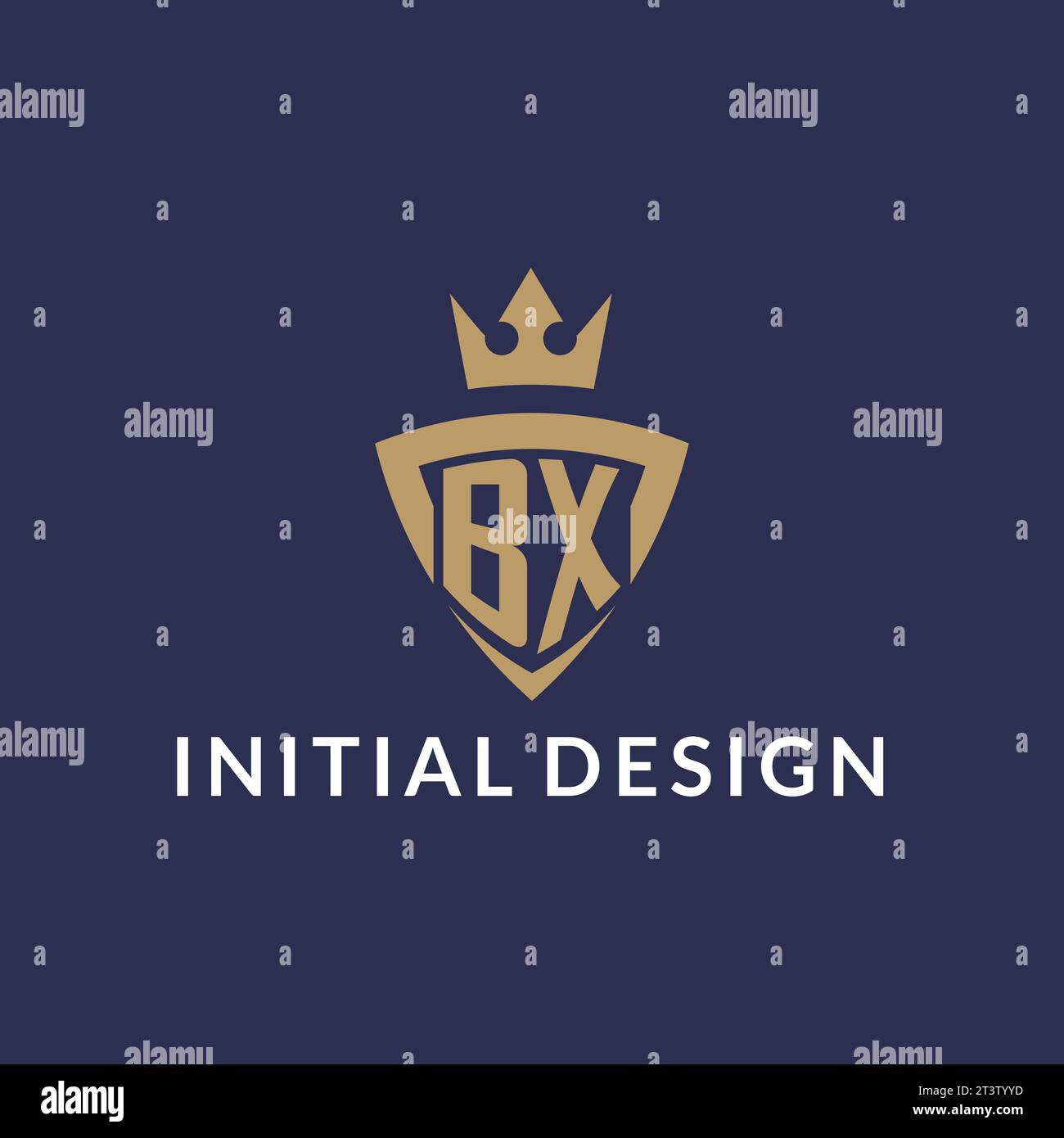 BX logo with shield and crown, monogram initial logo style vector file Stock Vector