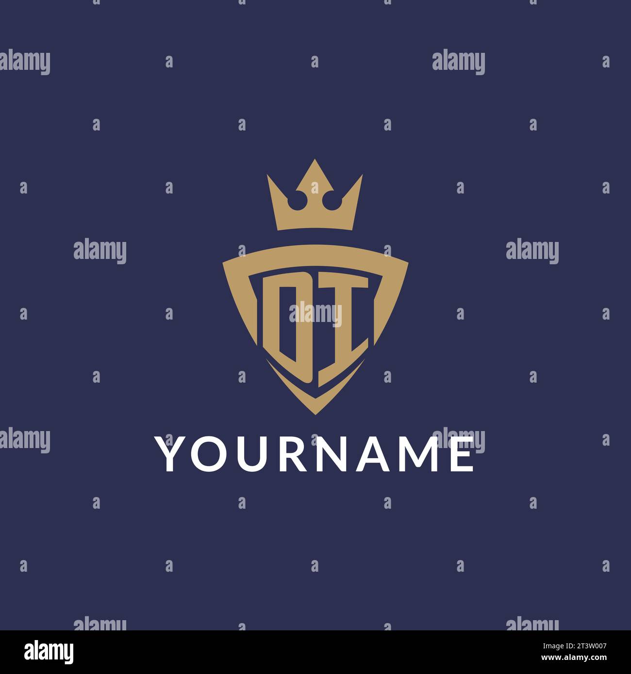 DI logo with shield and crown, monogram initial logo style vector file Stock Vector