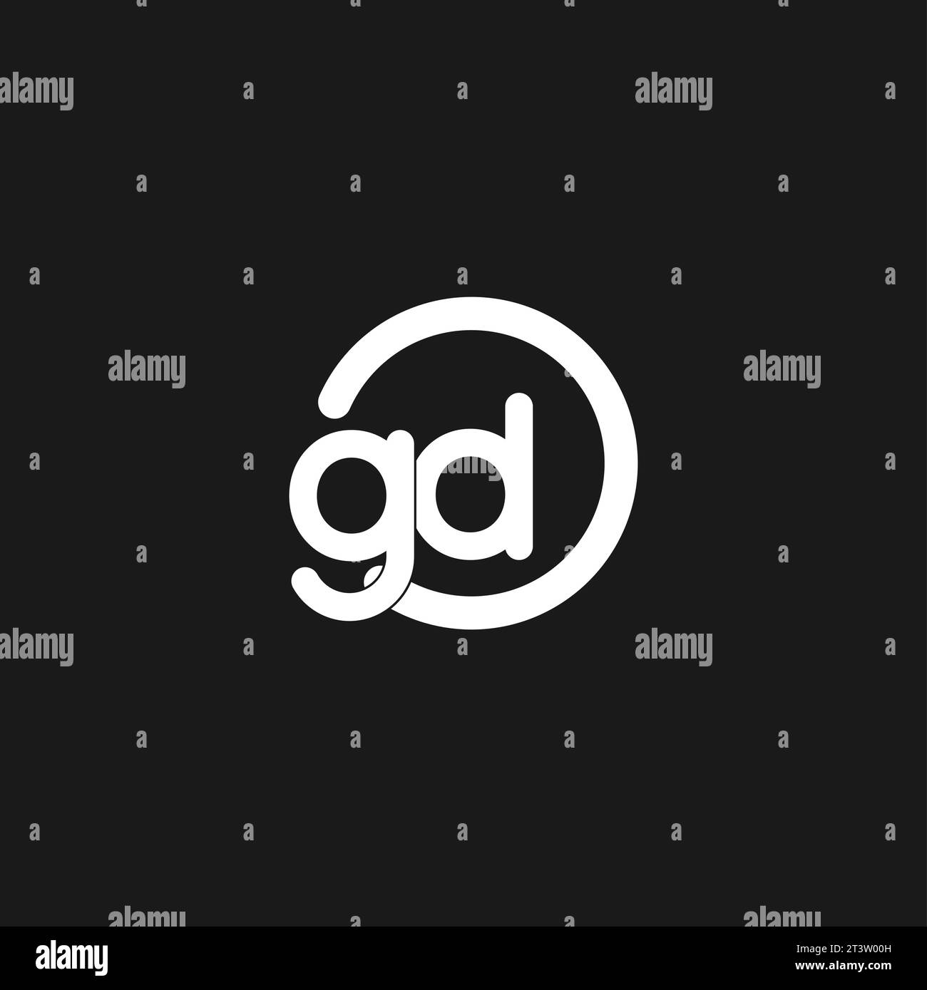 Initials GD logo monogram with simple circles lines vector graphic Stock Vector