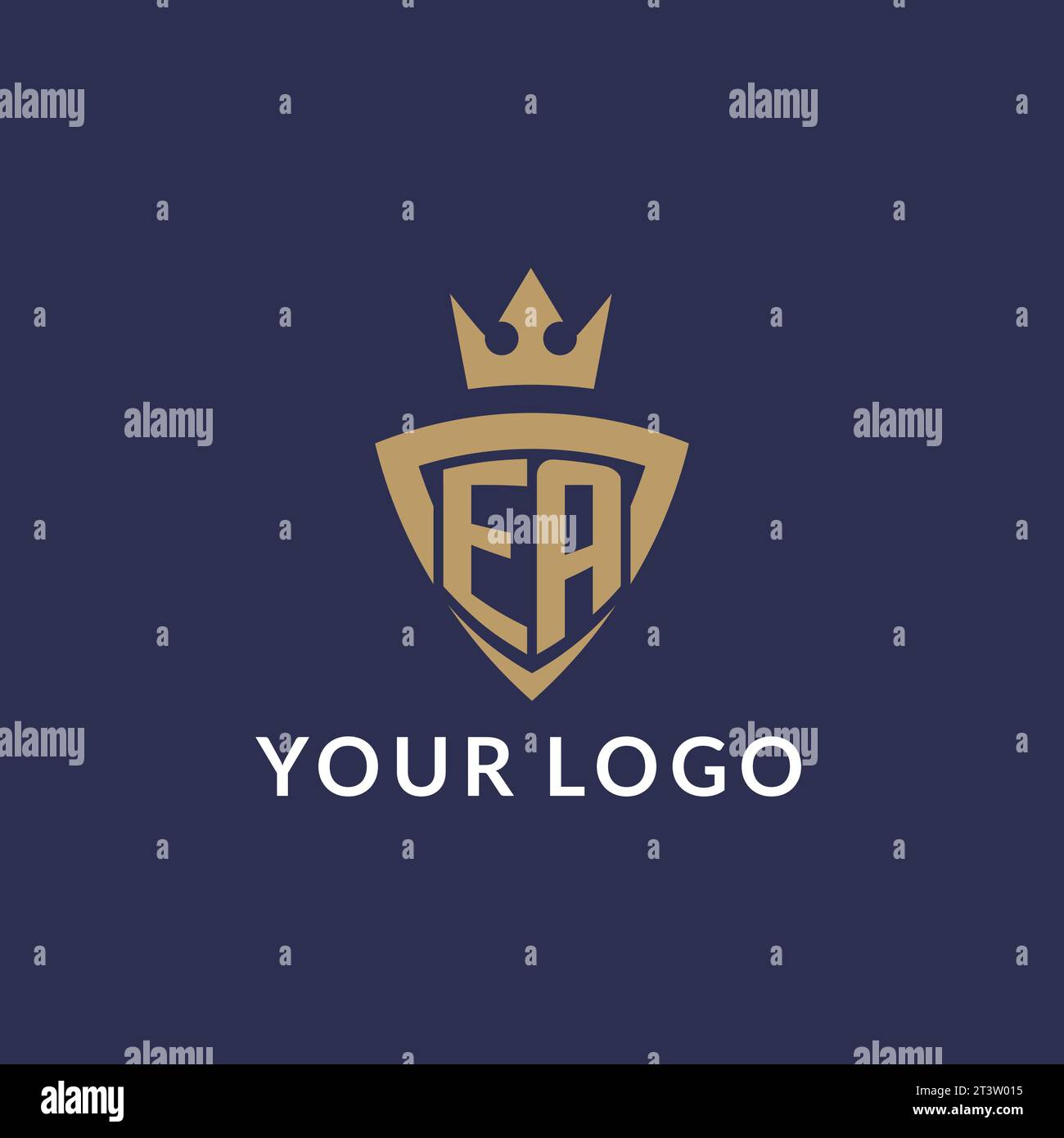 EA logo with shield and crown, monogram initial logo style vector file Stock Vector
