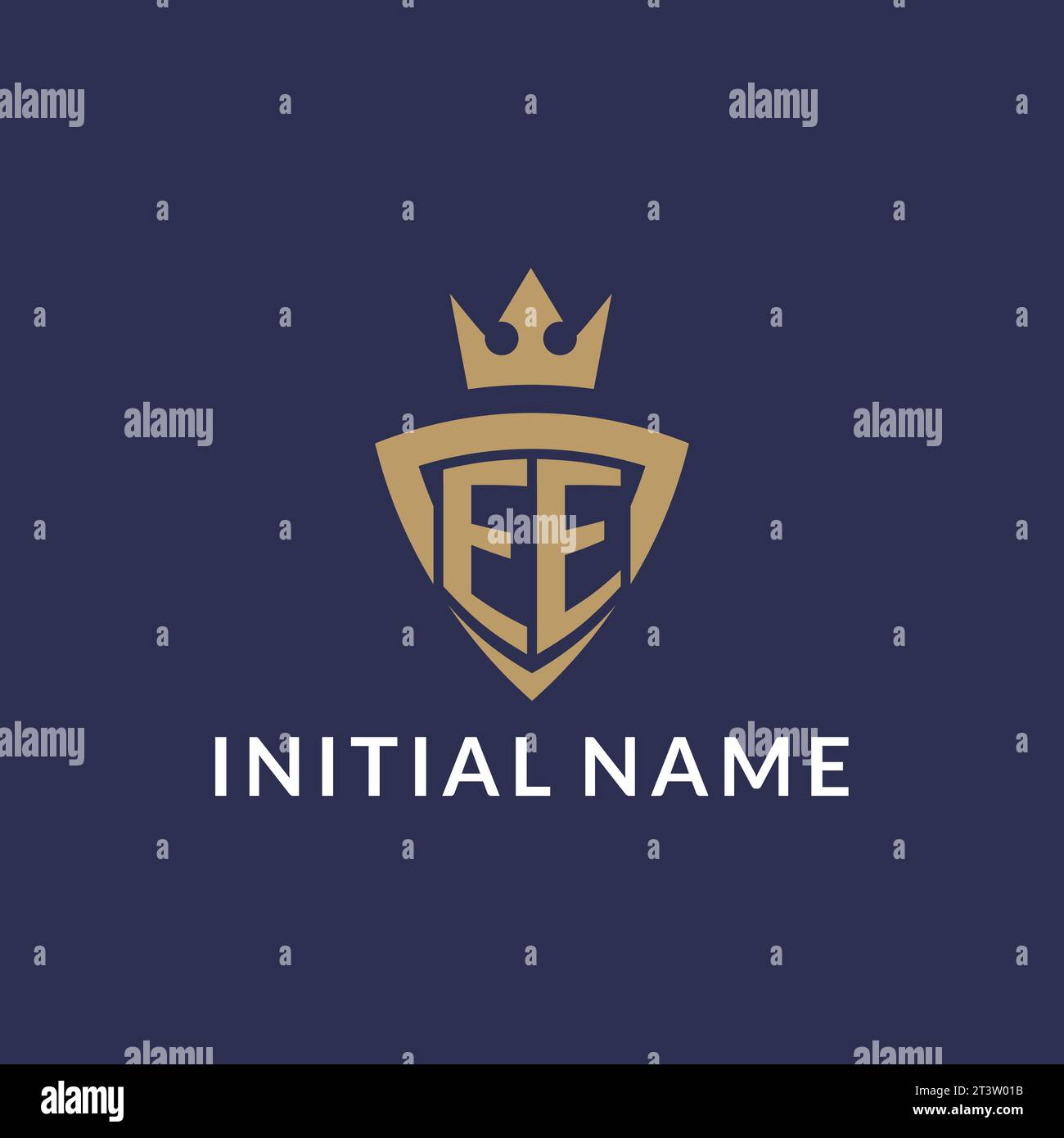 EE logo with shield and crown, monogram initial logo style vector file Stock Vector