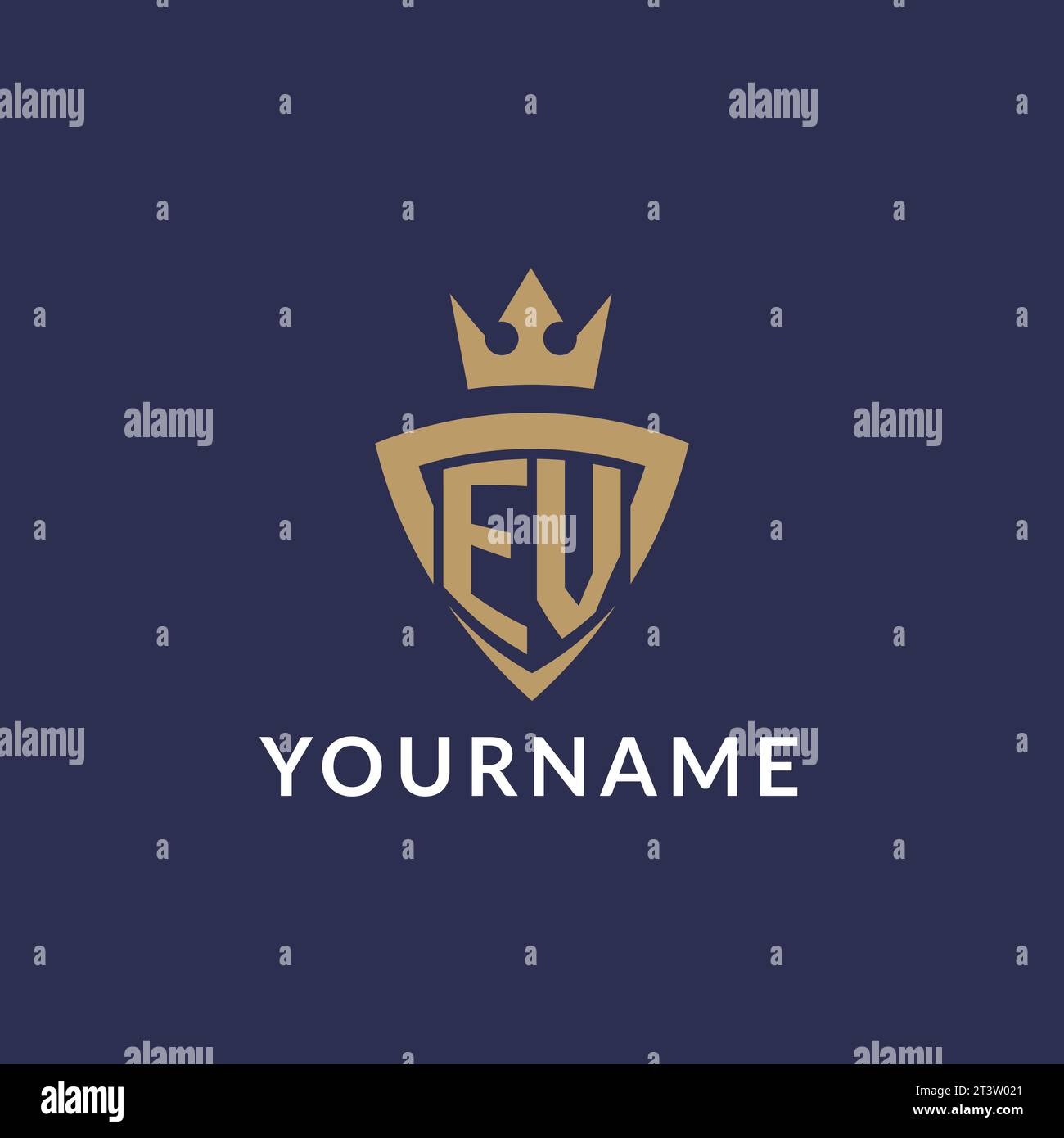 EV logo with shield and crown, monogram initial logo style vector file Stock Vector