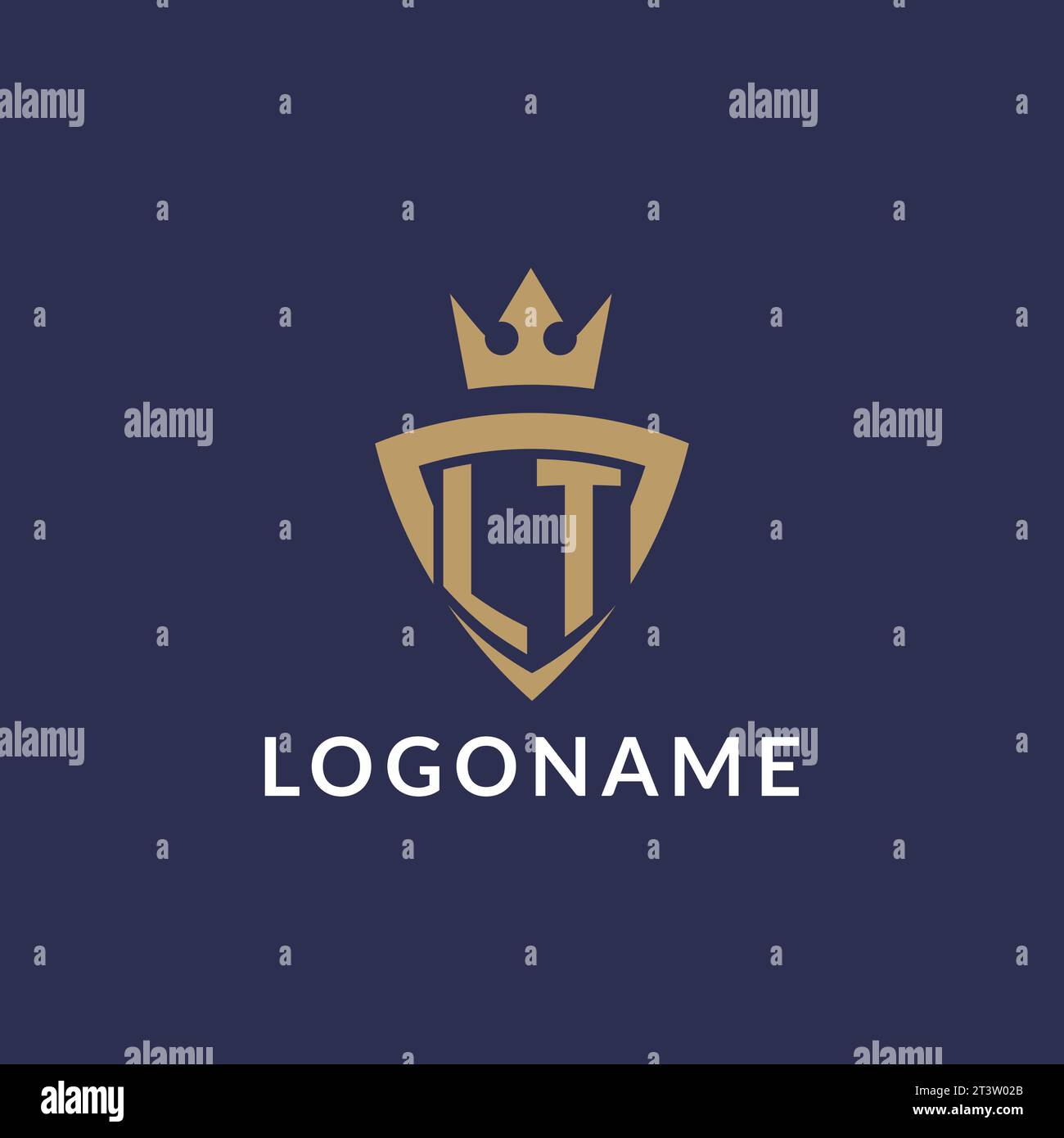 LT logo with shield and crown, monogram initial logo style vector file Stock Vector
