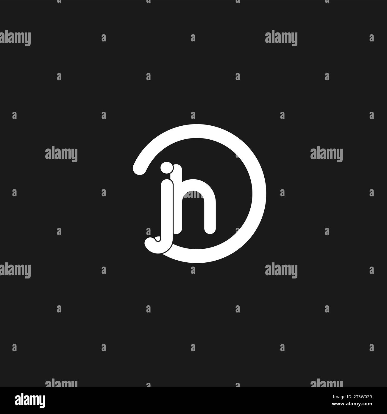 Initials JH logo monogram with simple circles lines vector graphic ...
