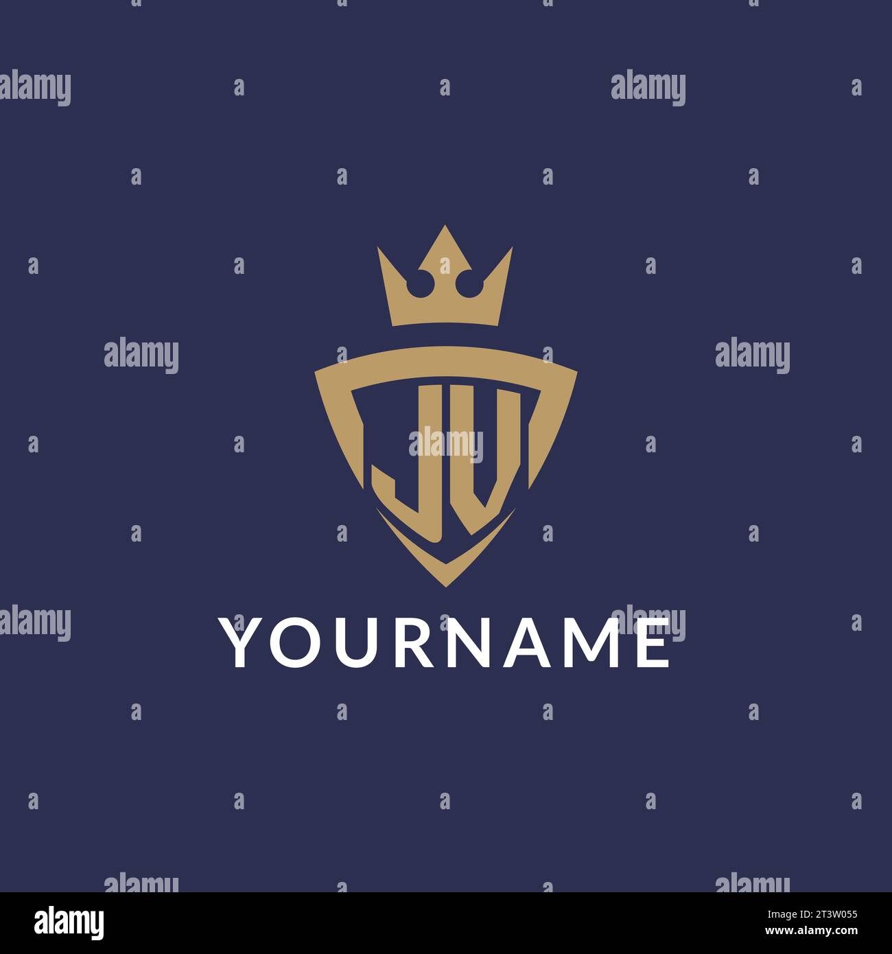 JV logo with shield and crown, monogram initial logo style vector file Stock Vector