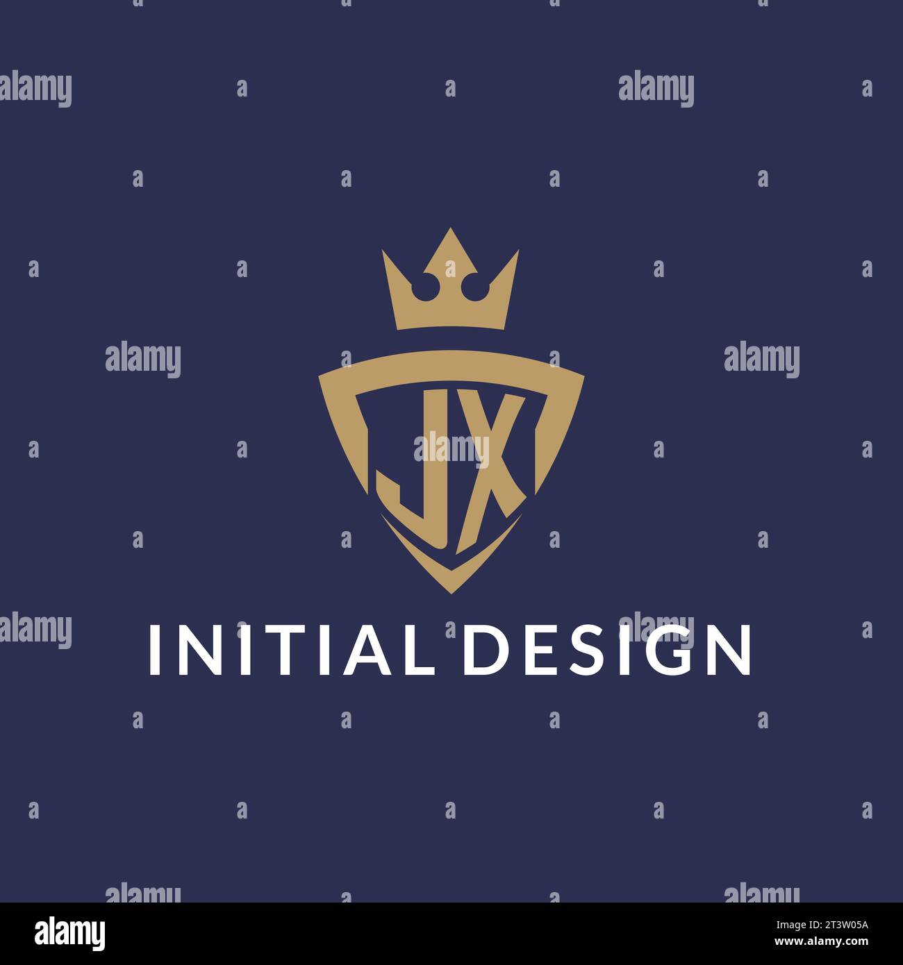 JX logo with shield and crown, monogram initial logo style vector file Stock Vector