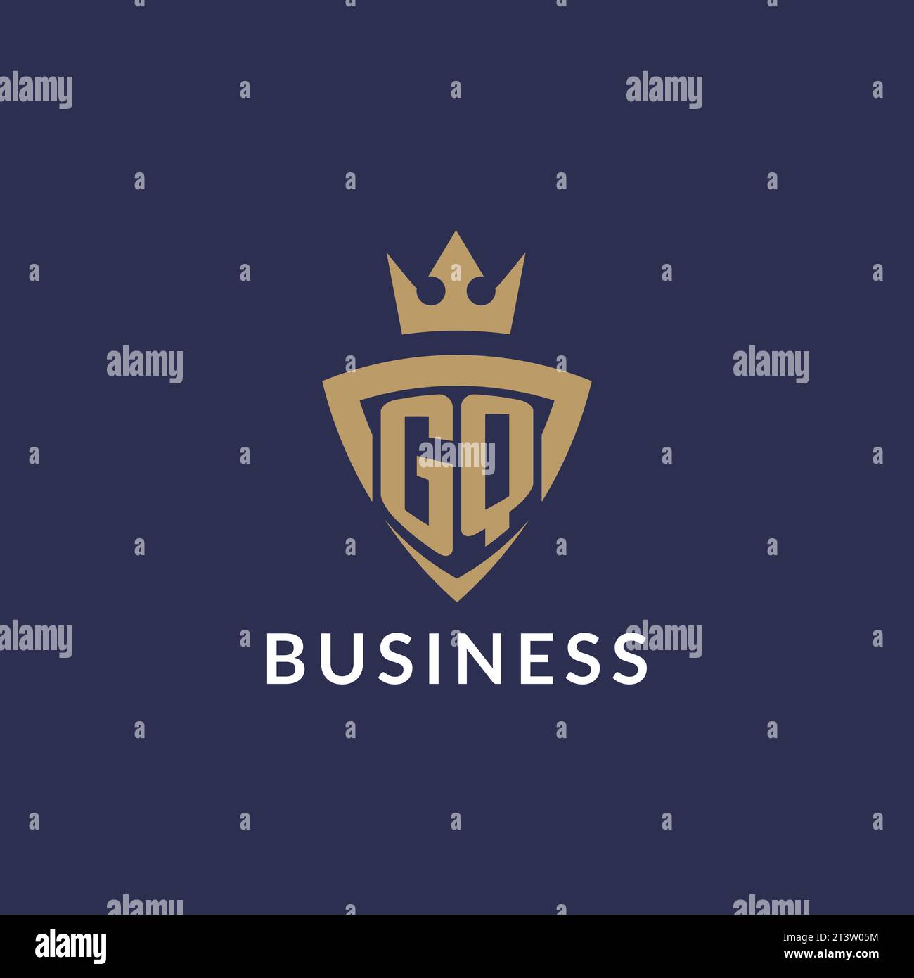 GQ logo with shield and crown, monogram initial logo style vector file Stock Vector