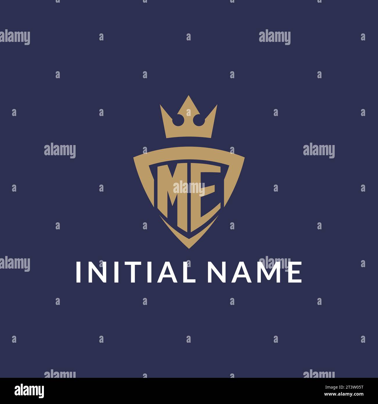 ME logo with shield and crown, monogram initial logo style vector file Stock Vector