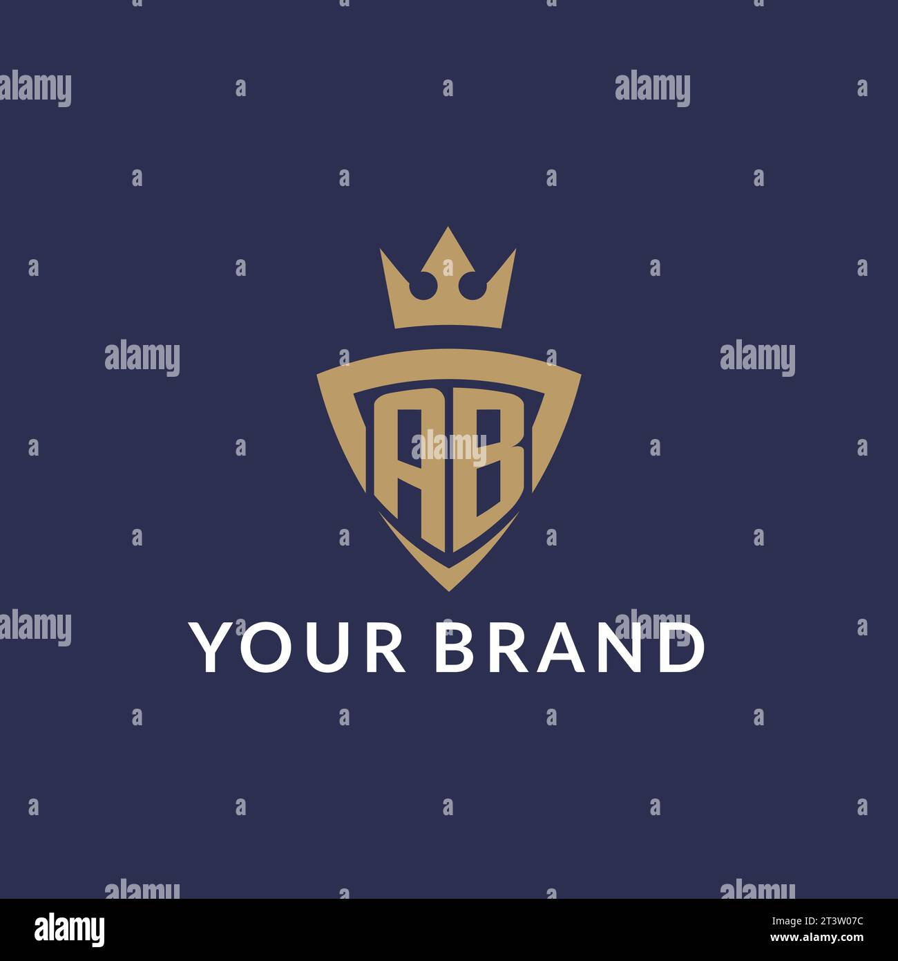 AB logo with shield and crown, monogram initial logo style vector file Stock Vector