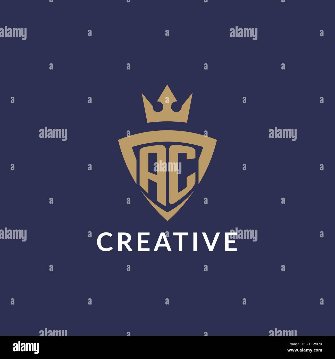 AC logo with shield and crown, monogram initial logo style vector file Stock Vector