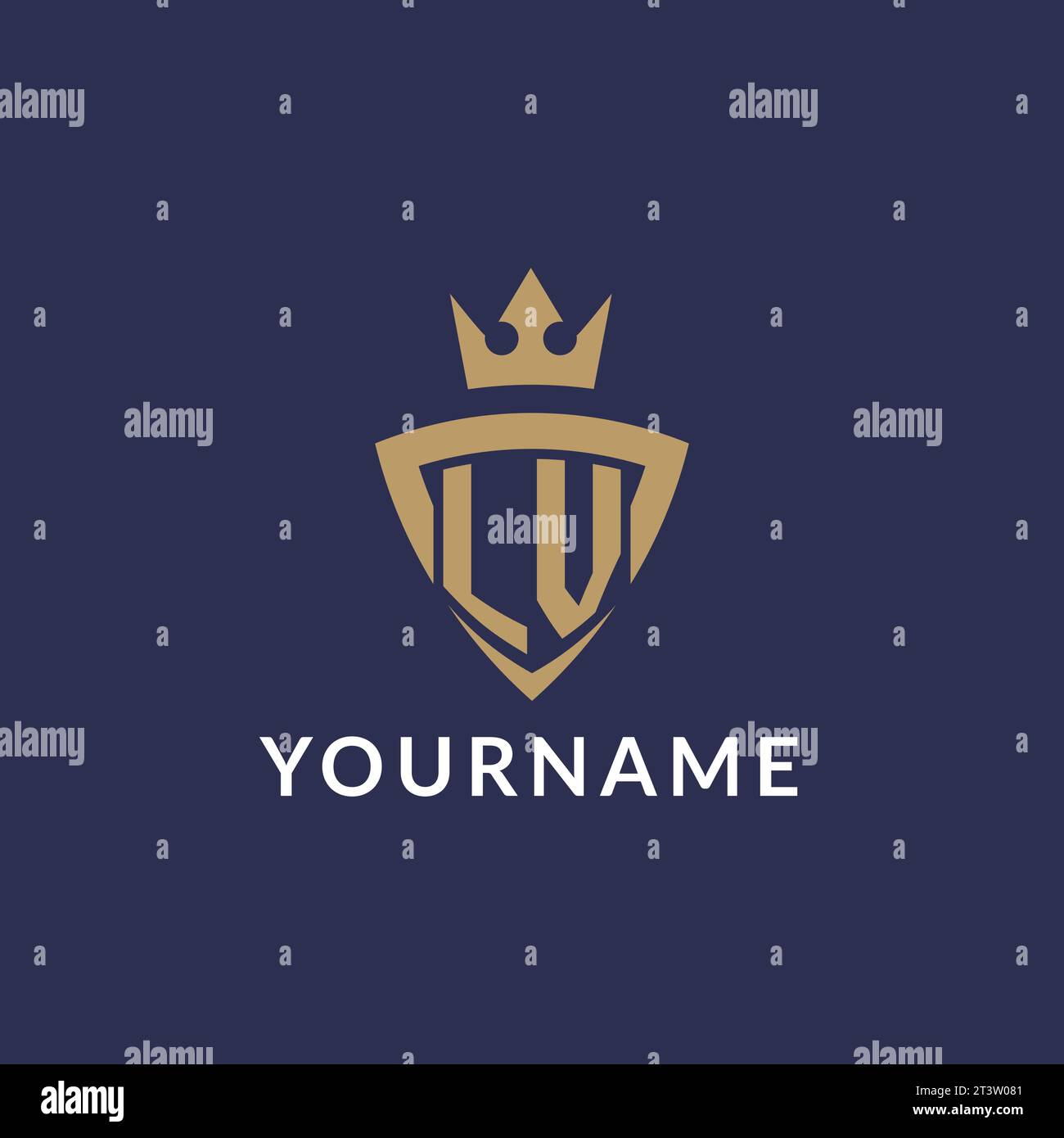 LV logo with shield and crown, monogram initial logo style vector file Stock Vector