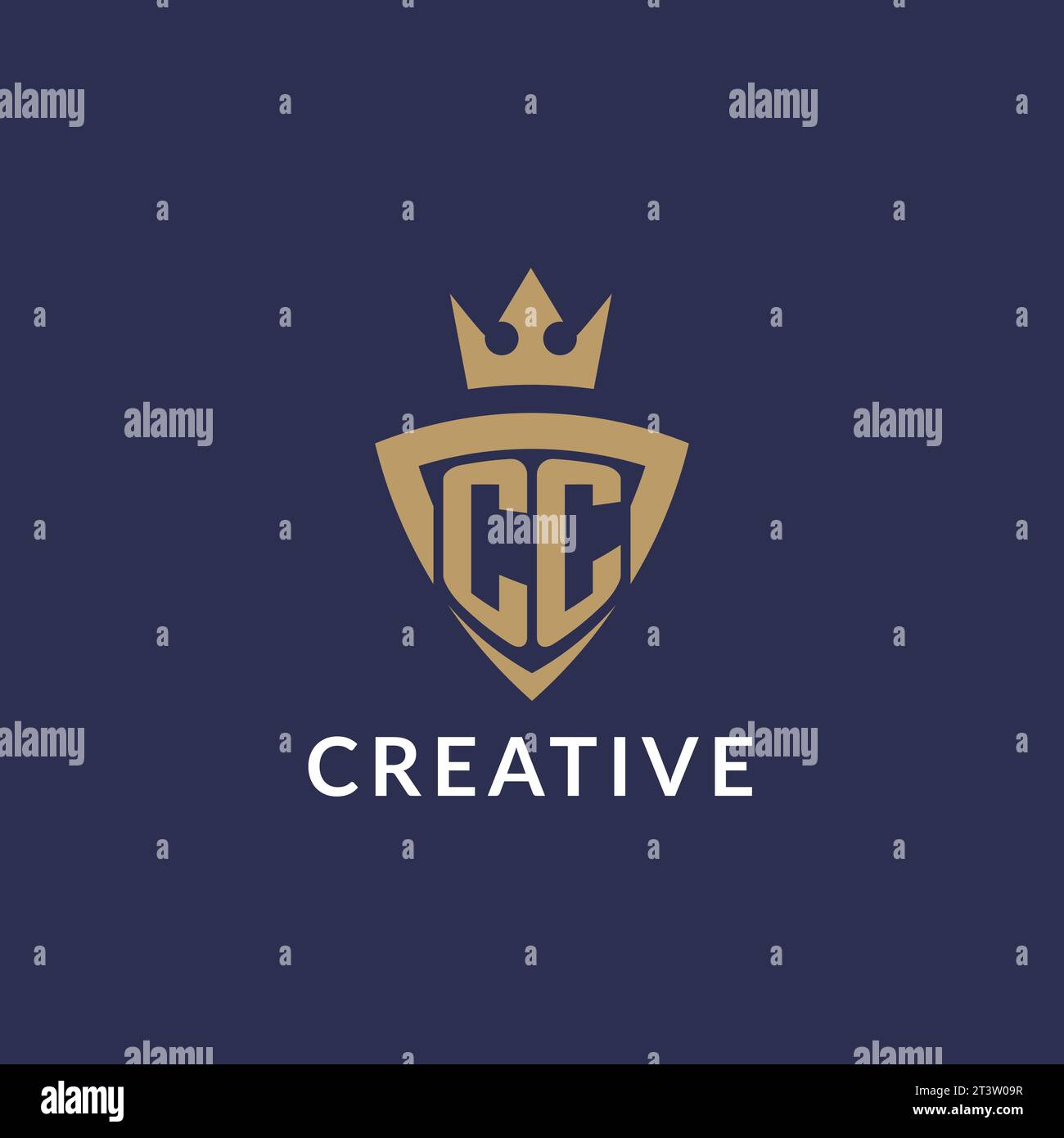 CC logo with shield and crown, monogram initial logo style vector file Stock Vector