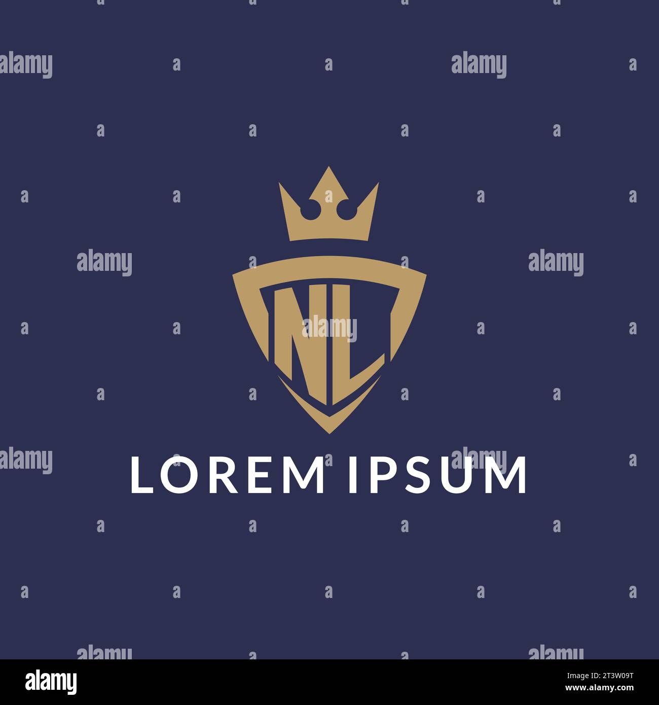 NL logo with shield and crown, monogram initial logo style vector file Stock Vector