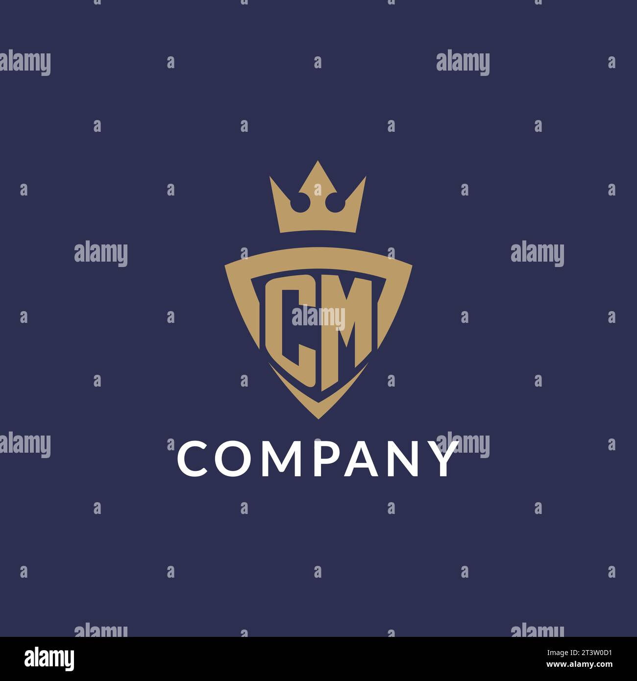 CM logo with shield and crown, monogram initial logo style vector file Stock Vector