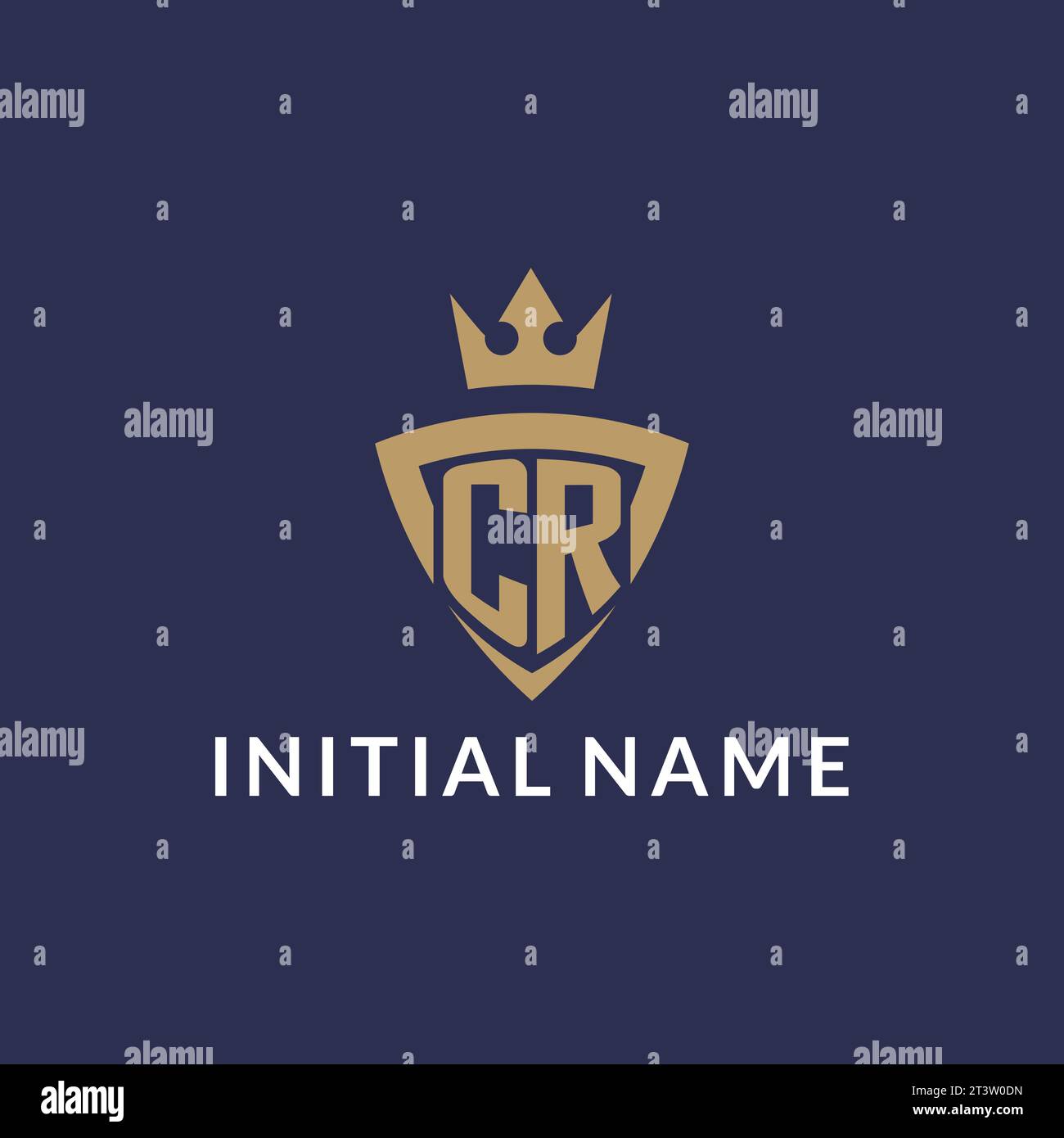 CR logo with shield and crown, monogram initial logo style vector file Stock Vector