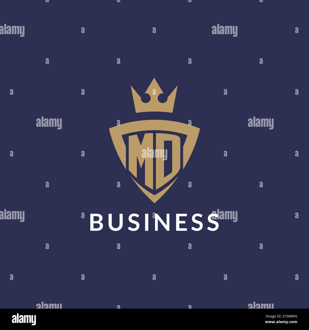 MD logo with shield and crown, monogram initial logo style vector file Stock Vector
