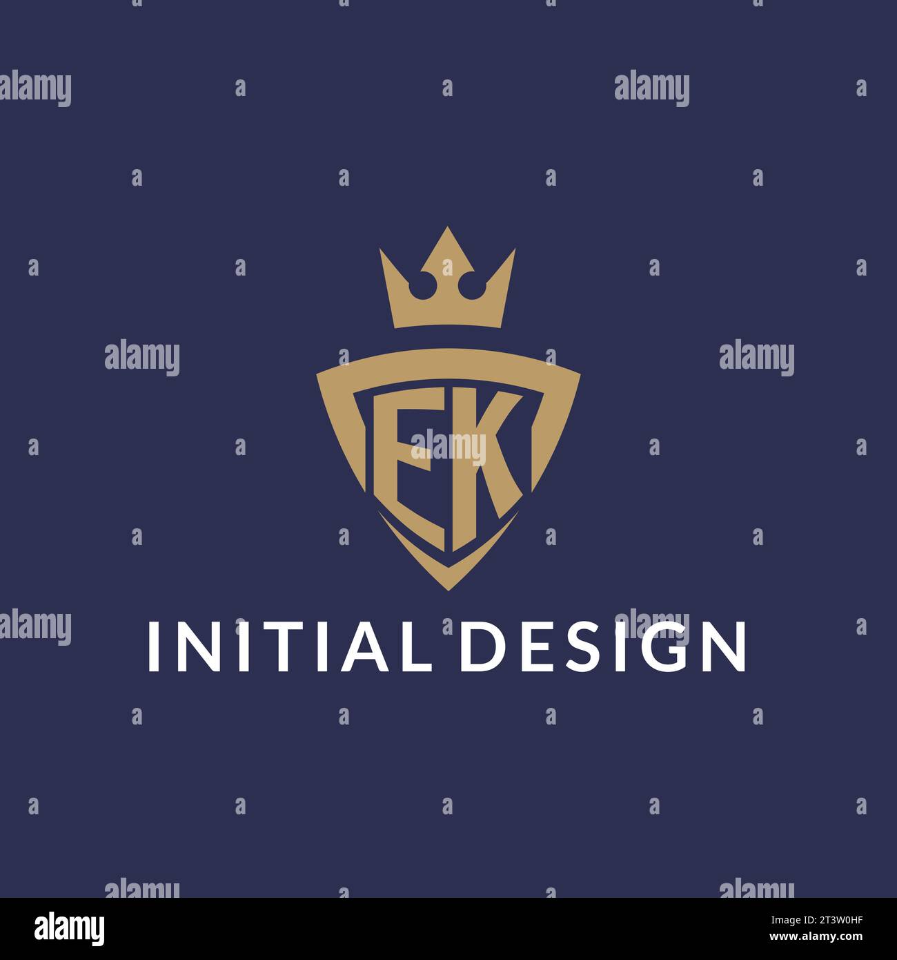 EK logo with shield and crown, monogram initial logo style vector file Stock Vector