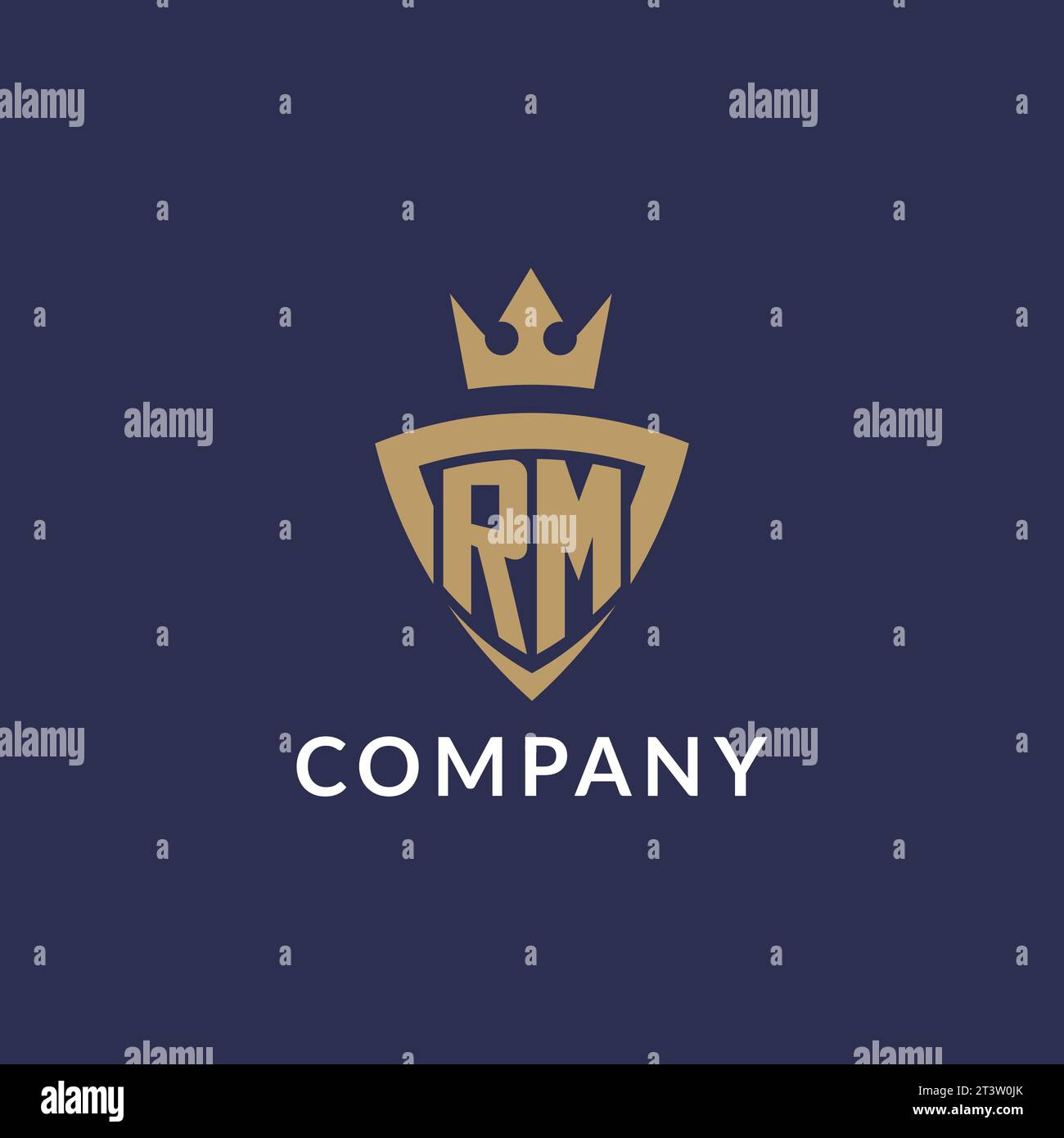 RM logo with shield and crown, monogram initial logo style vector file Stock Vector