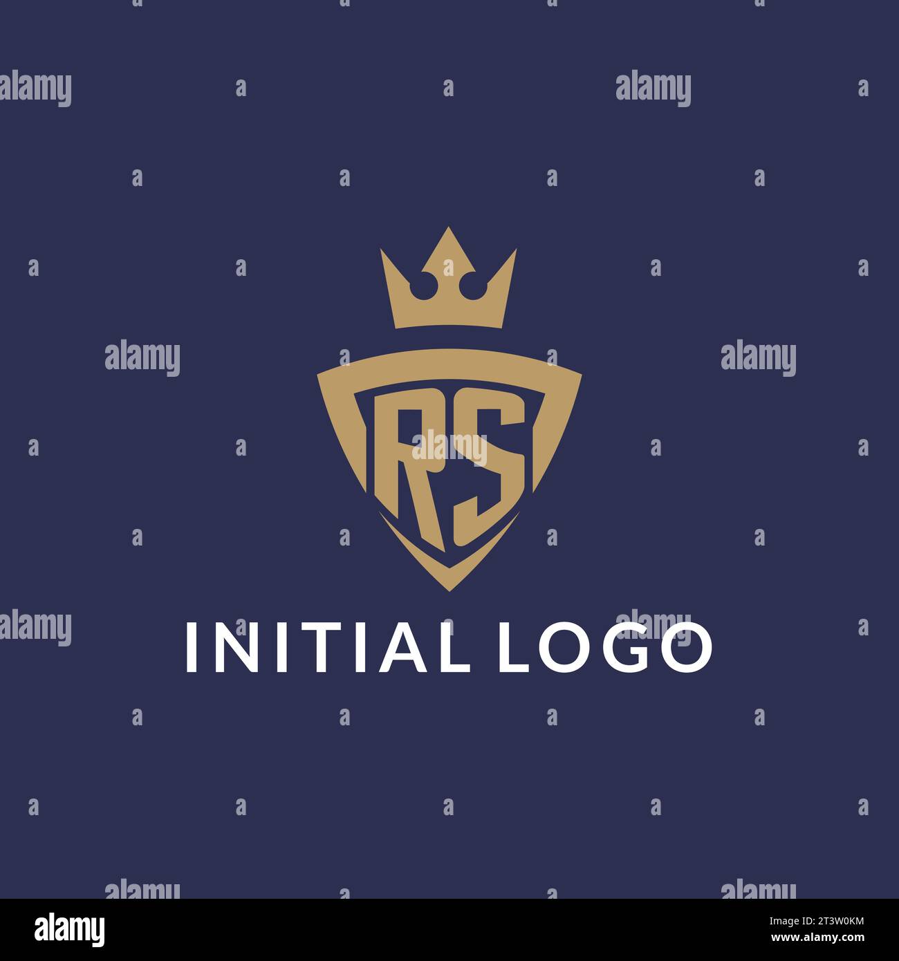 RS logo with shield and crown, monogram initial logo style vector file Stock Vector