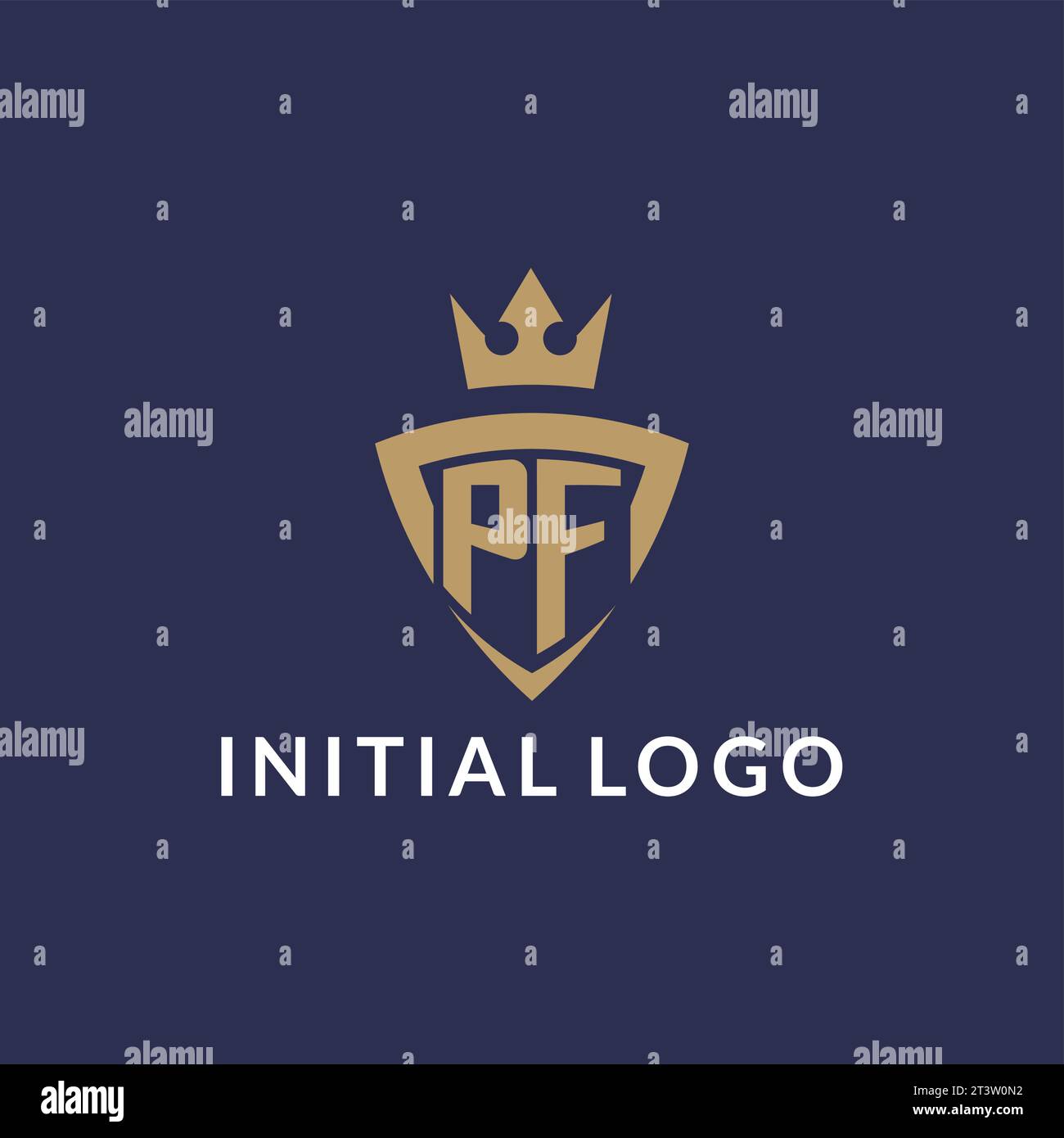 PF logo with shield and crown, monogram initial logo style vector file Stock Vector