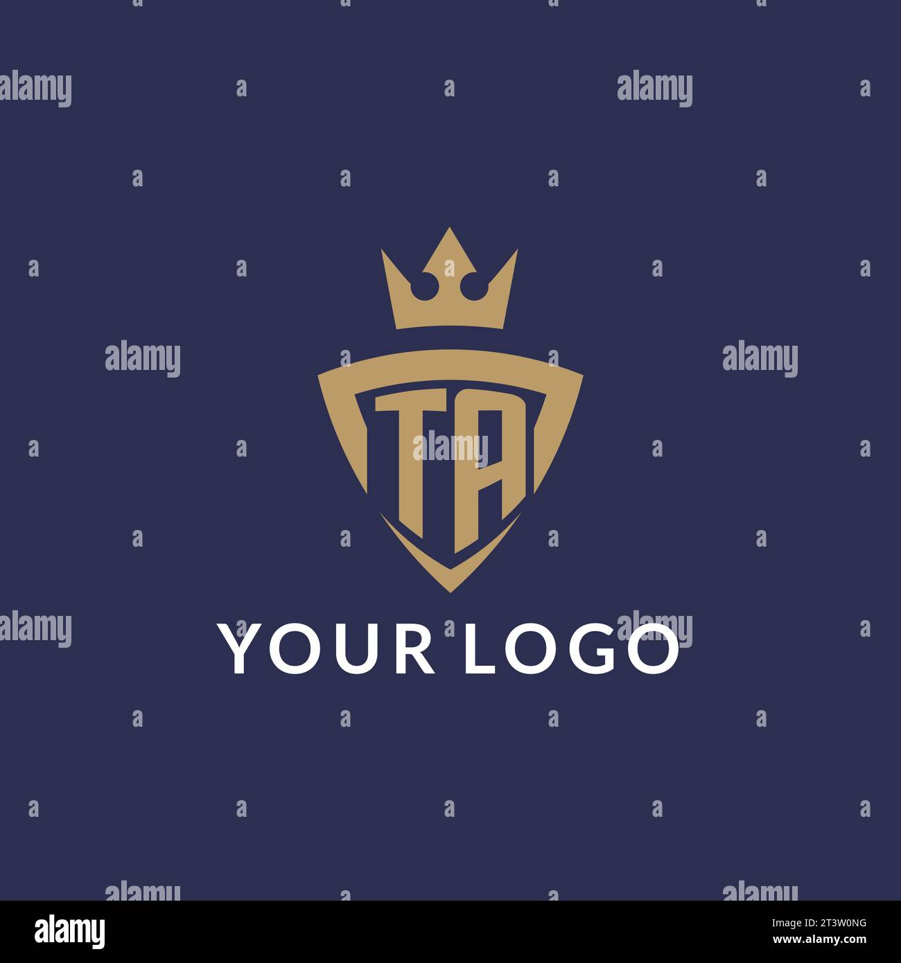 TA logo with shield and crown, monogram initial logo style vector file Stock Vector