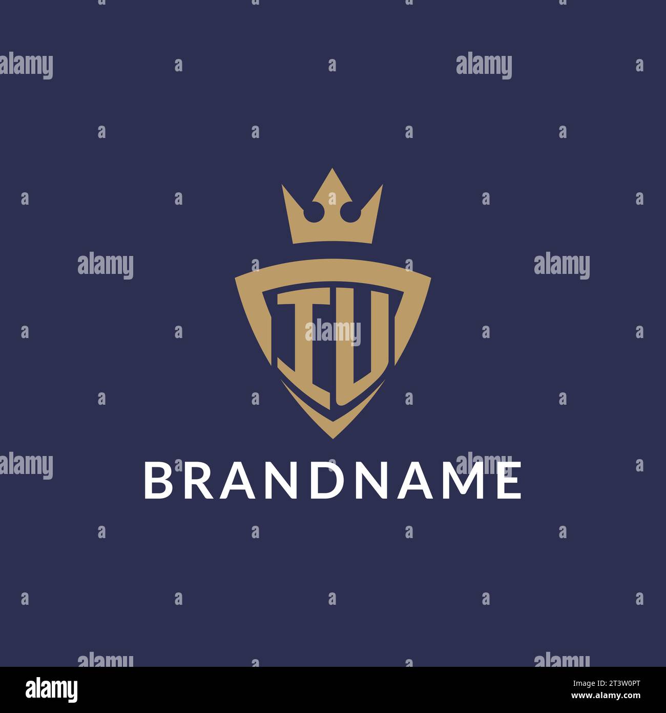 IU logo with shield and crown, monogram initial logo style vector file Stock Vector