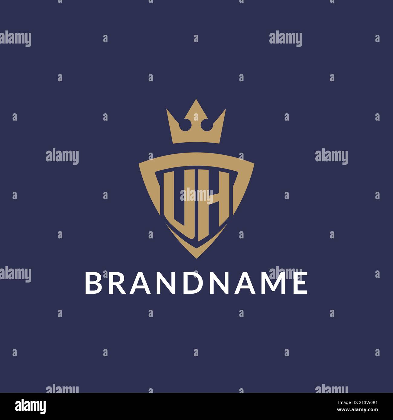 UH logo with shield and crown, monogram initial logo style vector file Stock Vector
