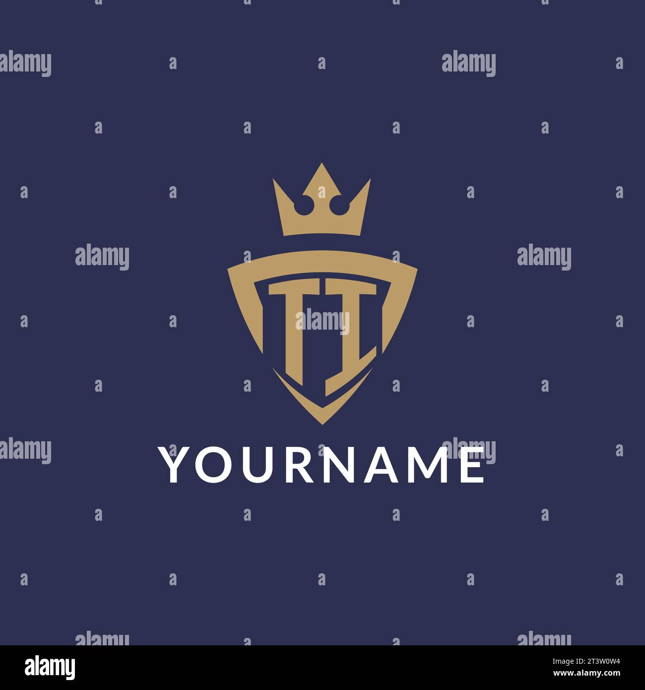 TI logo with shield and crown, monogram initial logo style vector file Stock Vector