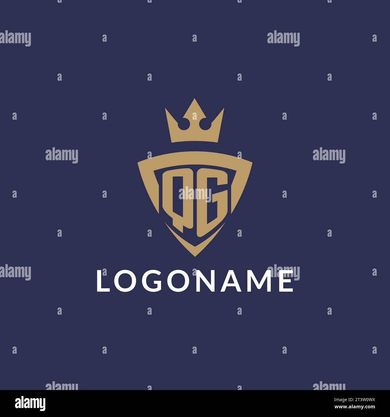 QG logo with shield and crown, monogram initial logo style vector file Stock Vector